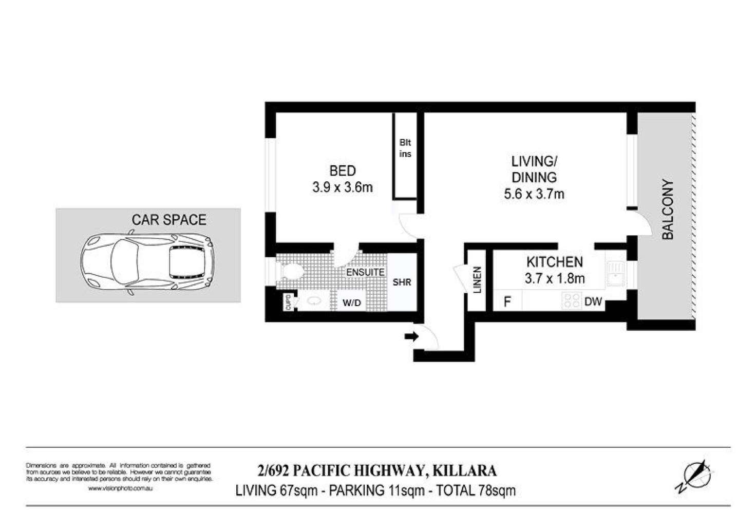 Floorplan of Homely unit listing, 2/692 Pacific Highway, Killara NSW 2071