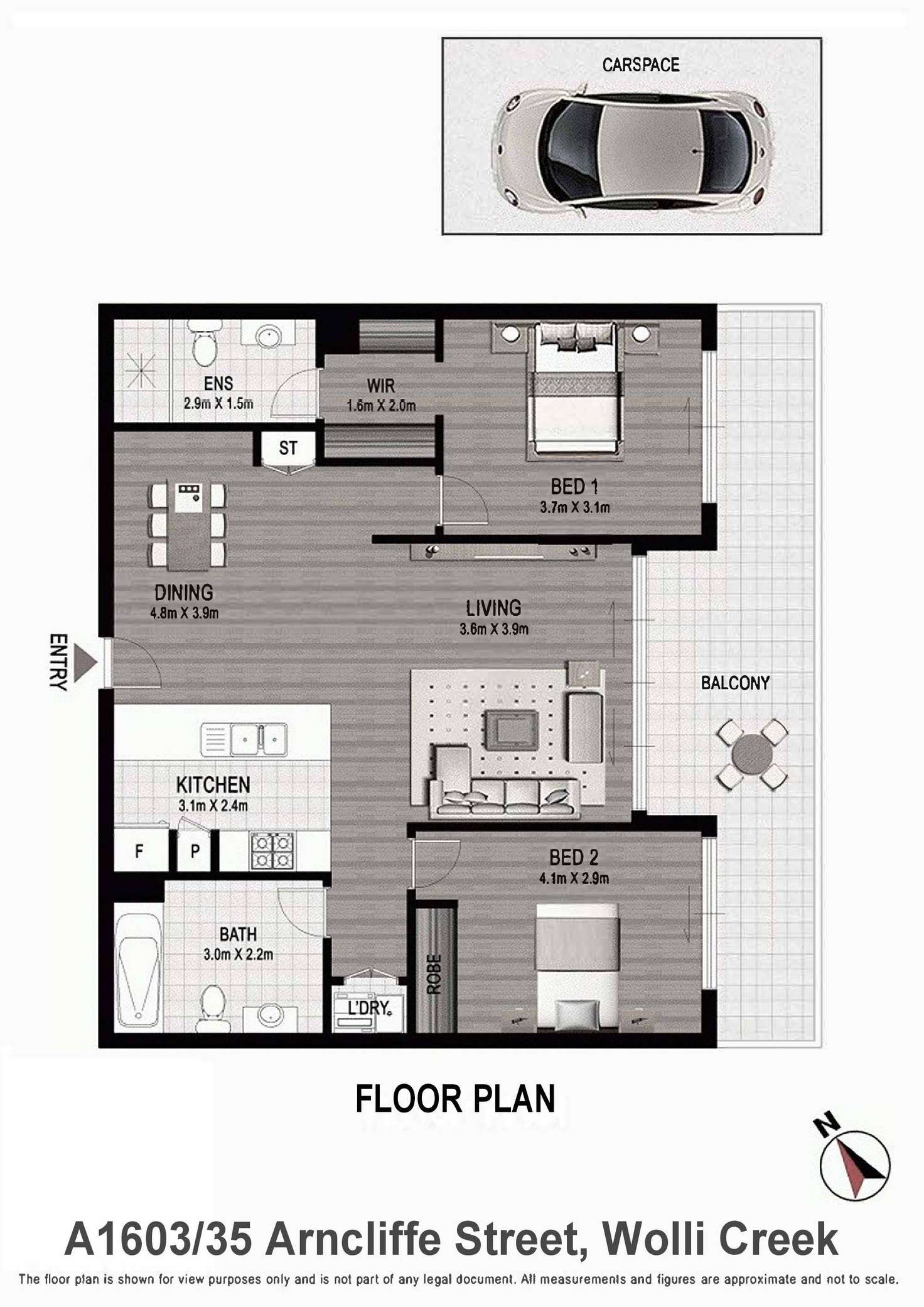 Floorplan of Homely apartment listing, A1603/35 Arncliffe Street, Wolli Creek NSW 2205