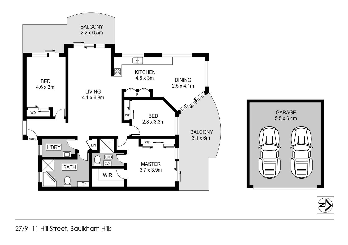 Floorplan of Homely unit listing, 27/9-11 Hill Street, Baulkham Hills NSW 2153