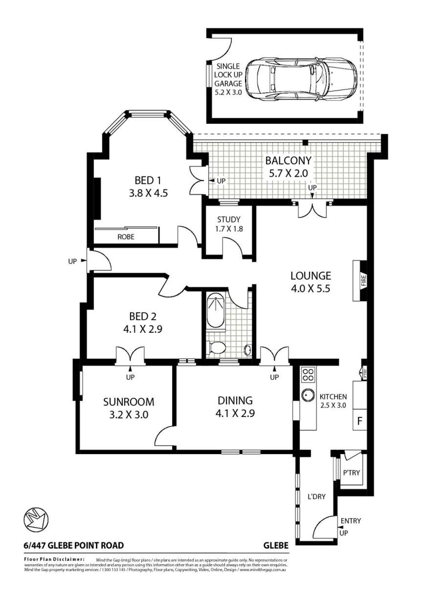 Floorplan of Homely apartment listing, 6/447 Glebe Point Road, Glebe NSW 2037