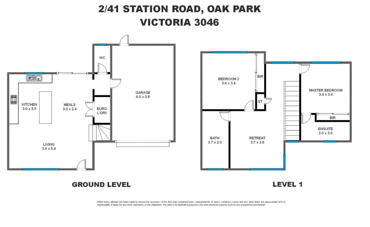 Floorplan of Homely townhouse listing, 2/41 Station Road, Oak Park VIC 3046