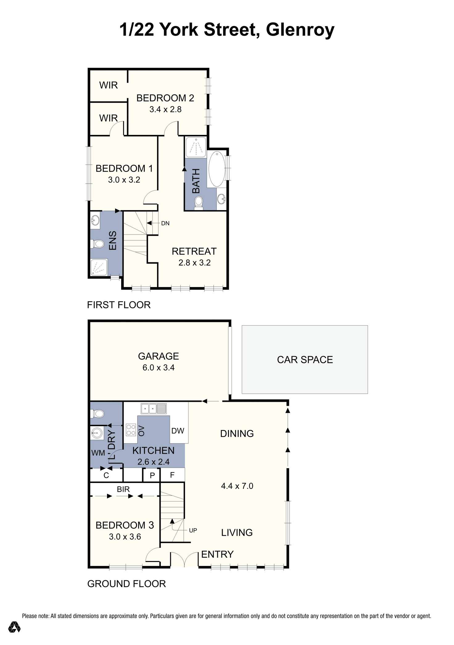 Floorplan of Homely townhouse listing, 1/22 York Street, Glenroy VIC 3046