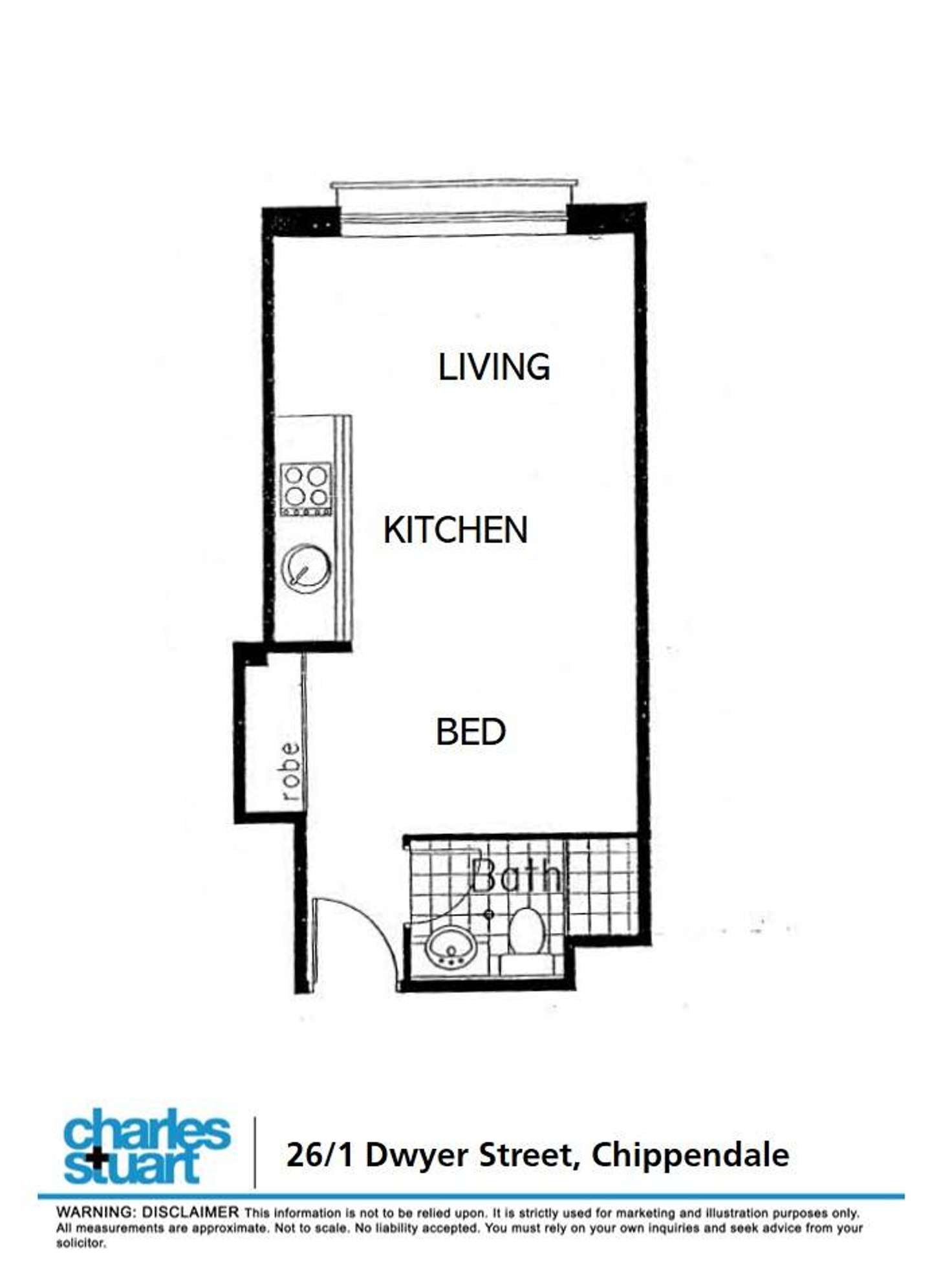 Floorplan of Homely studio listing, 26/1 Dwyer Street, Chippendale NSW 2008