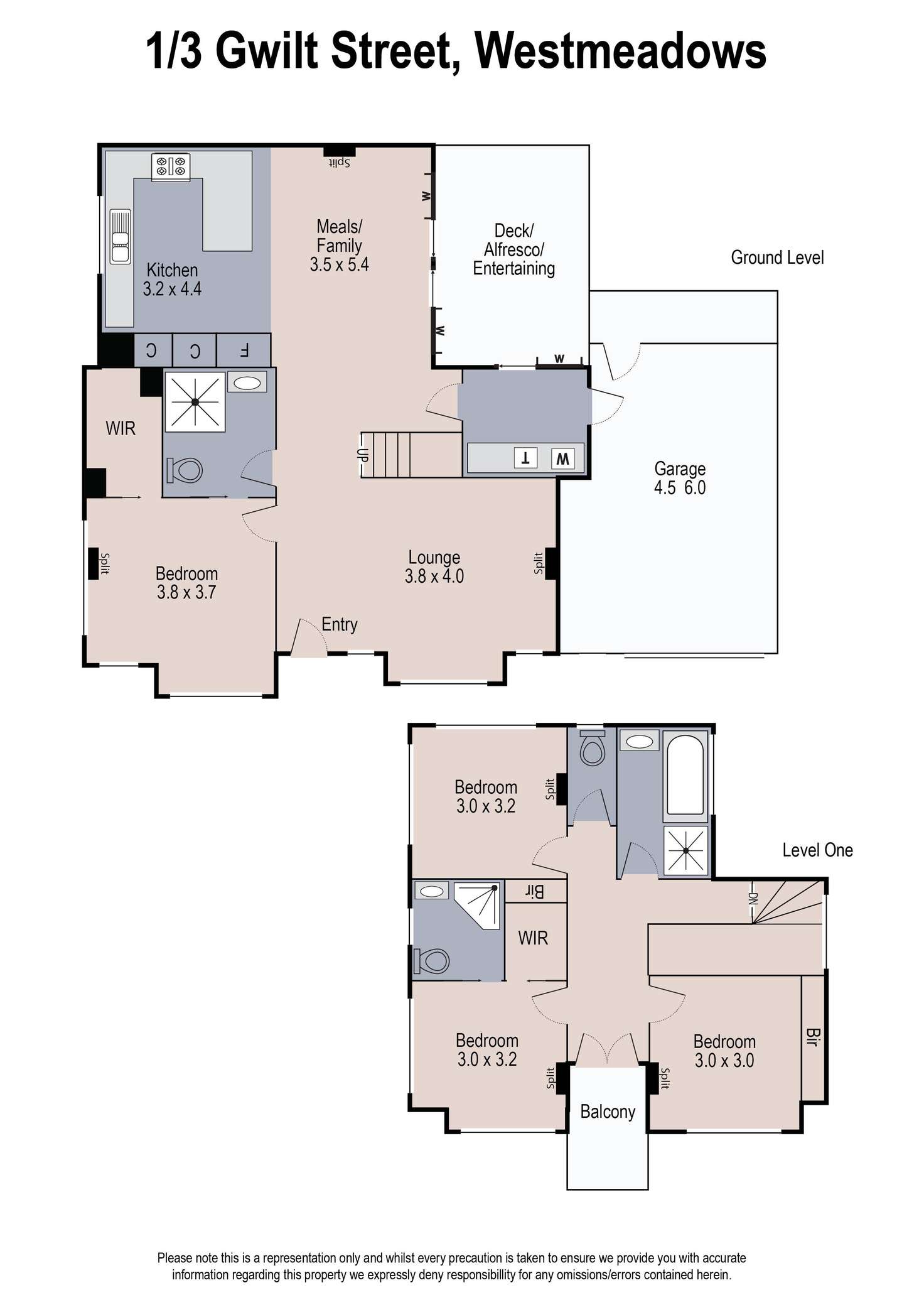 Floorplan of Homely townhouse listing, 1/3 Gwilt Street, Westmeadows VIC 3049