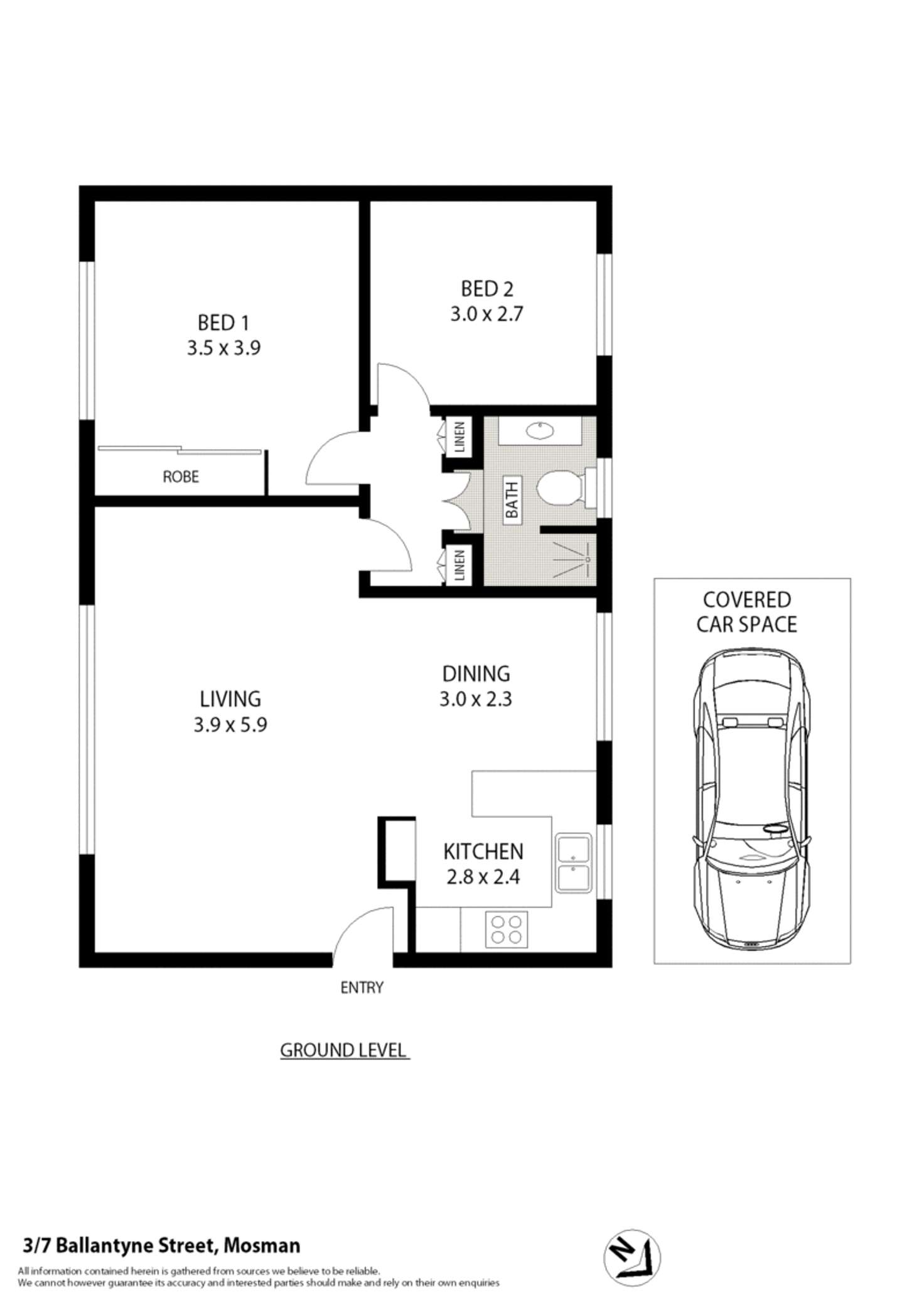 Floorplan of Homely apartment listing, 3/7 Ballantyne Street, Mosman NSW 2088