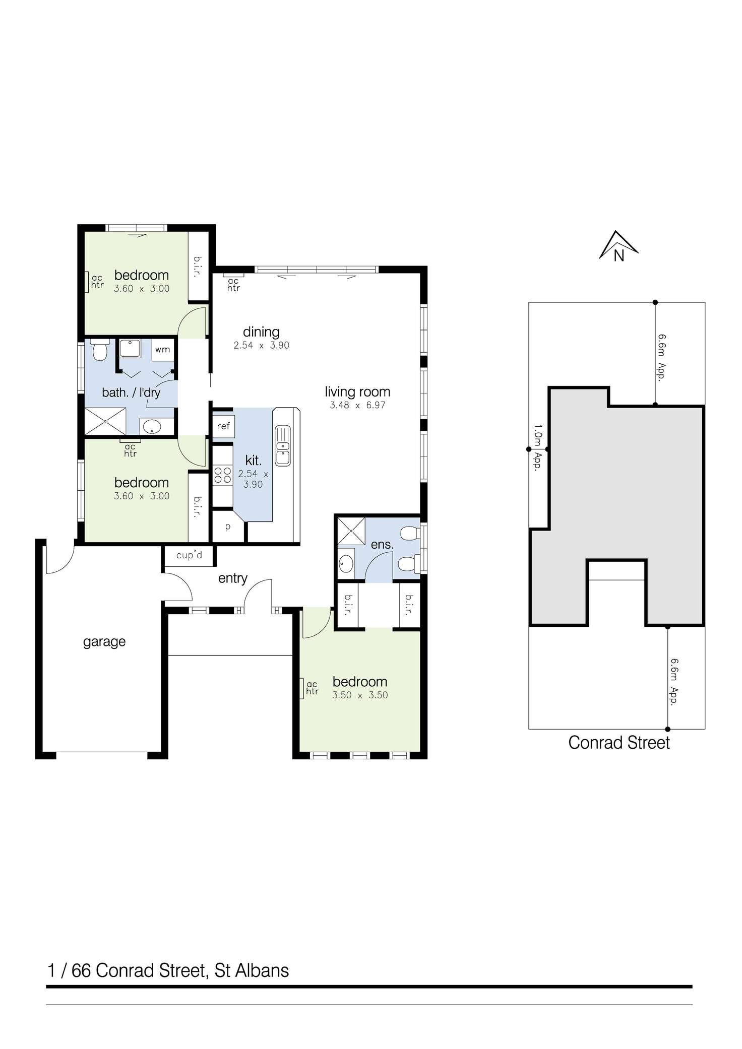 Floorplan of Homely unit listing, 1/66 Conrad Street, St Albans VIC 3021