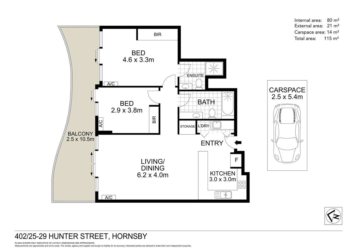 Floorplan of Homely unit listing, 402/23-29 Hunter Street, Hornsby NSW 2077