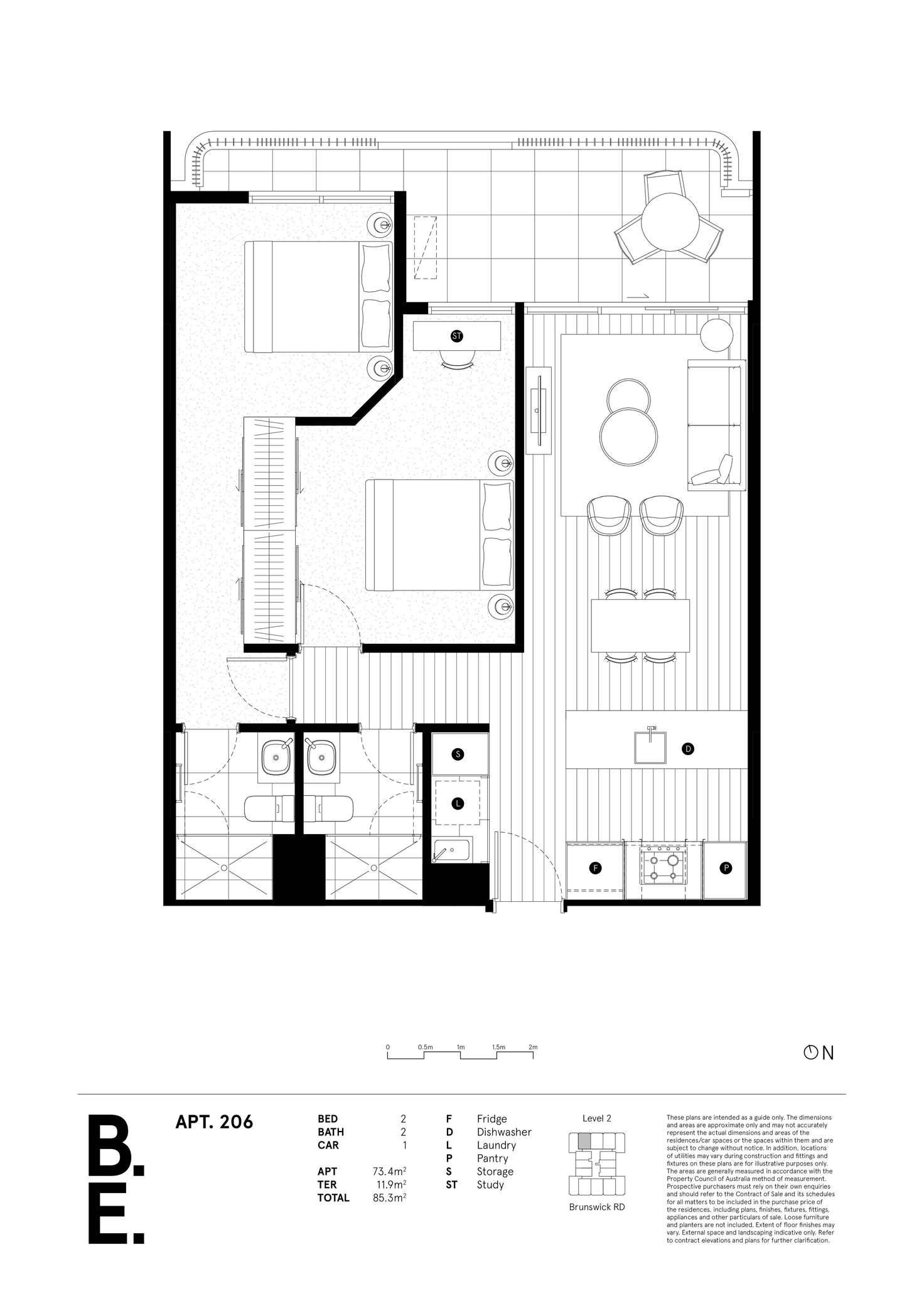 Floorplan of Homely apartment listing, 206/11-15 Brunswick Road, Brunswick East VIC 3057
