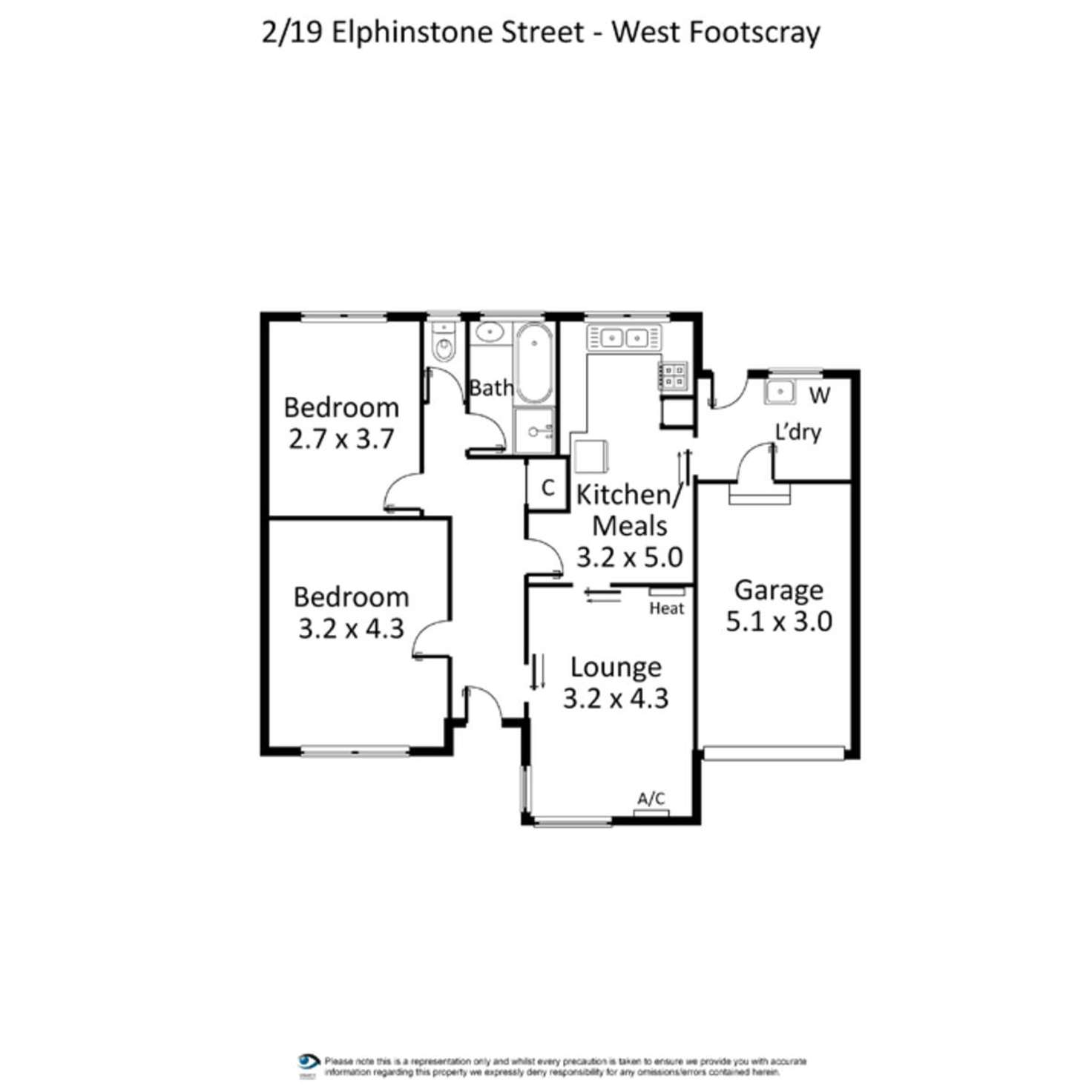 Floorplan of Homely unit listing, 2/19 Elphinstone Street, West Footscray VIC 3012