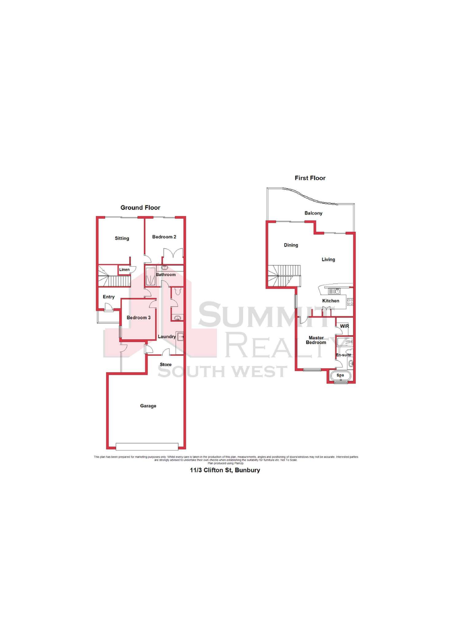 Floorplan of Homely townhouse listing, 11/3 Clifton Street, Bunbury WA 6230