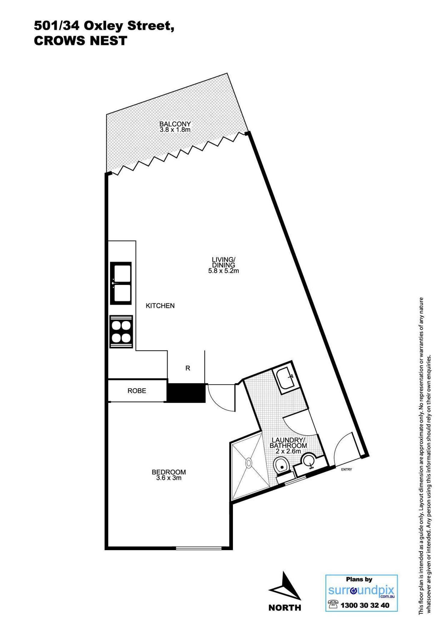 Floorplan of Homely apartment listing, 501/34 Oxley Street, St Leonards NSW 2065