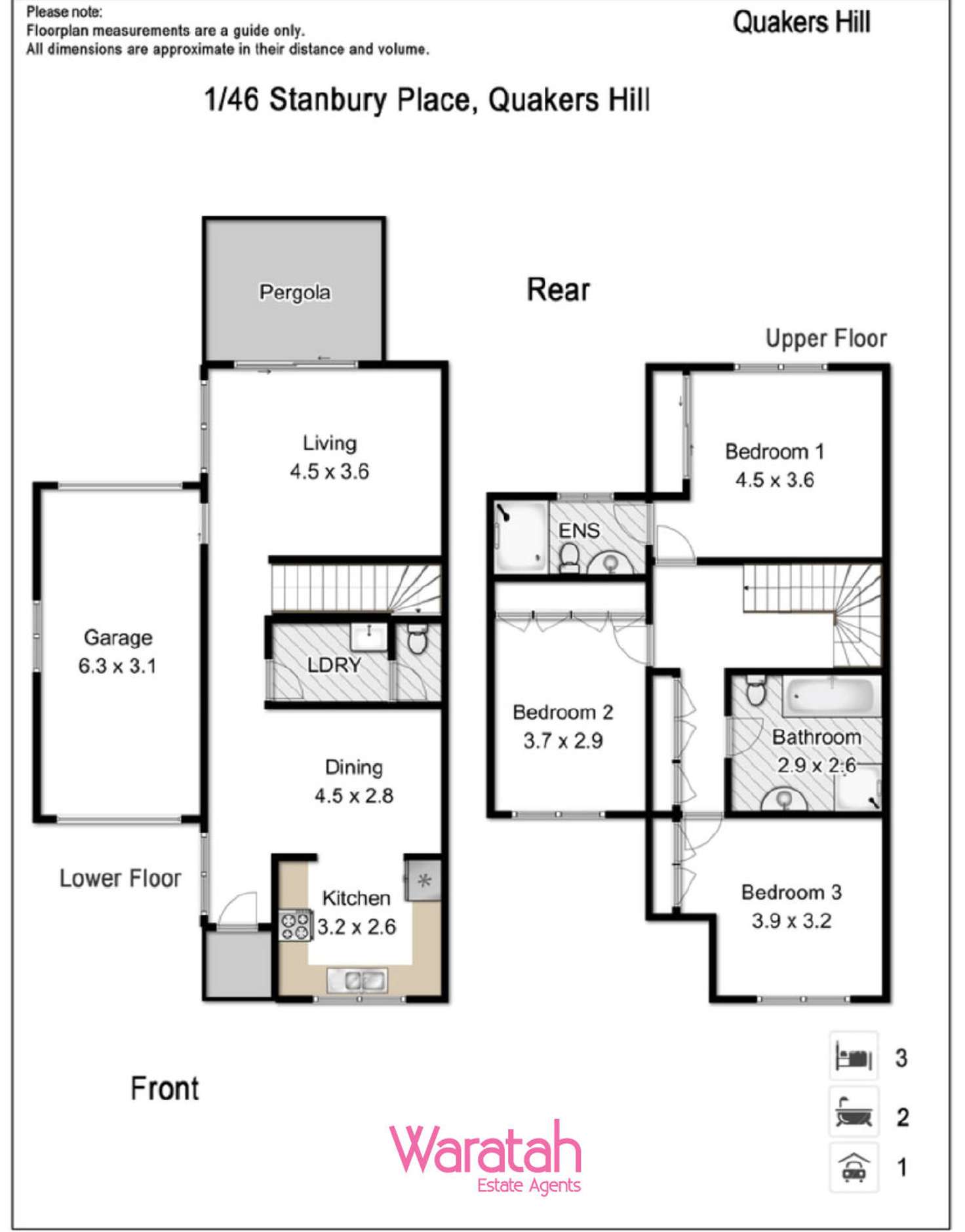 Floorplan of Homely townhouse listing, 1/46 Stanbury Place, Quakers Hill NSW 2763