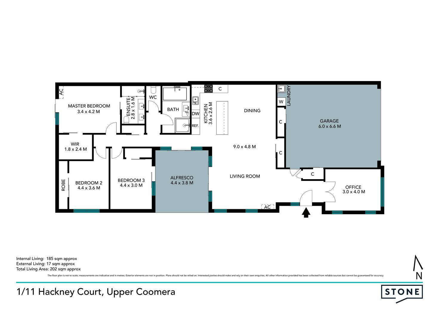 Floorplan of Homely semiDetached listing, 1/11 Hackney Court, Upper Coomera QLD 4209