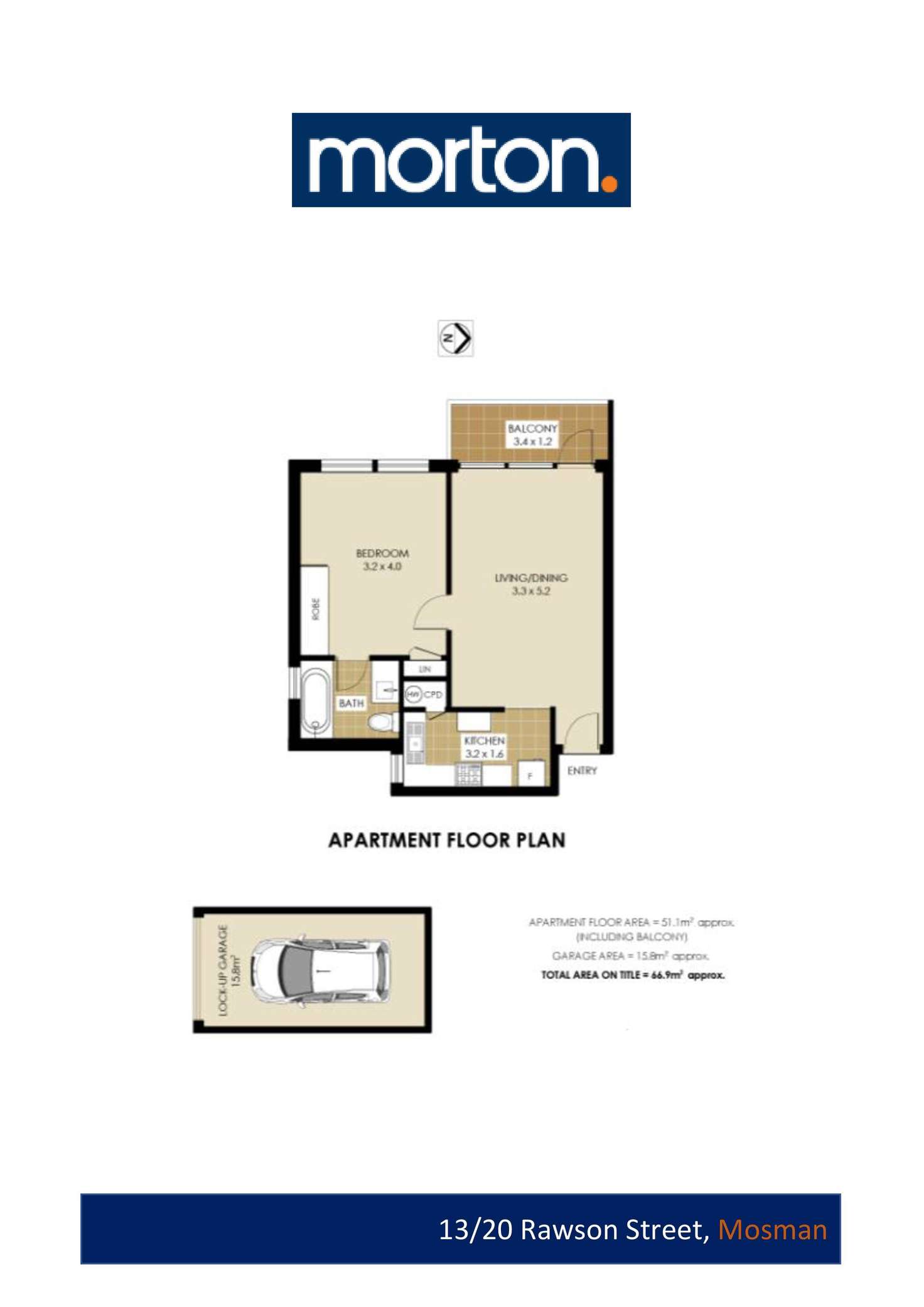 Floorplan of Homely apartment listing, 13/20 Rawson Street, Mosman NSW 2088