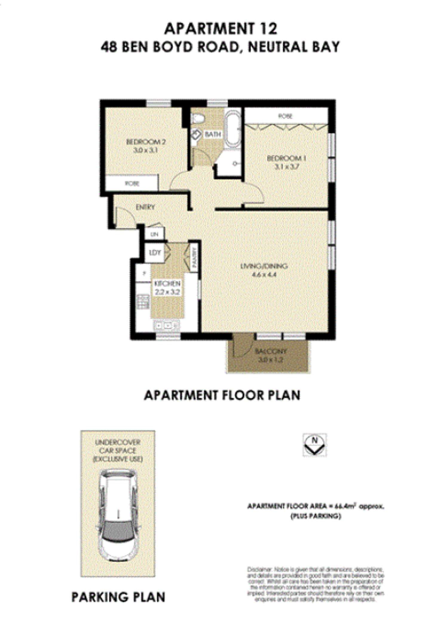 Floorplan of Homely apartment listing, 12/48 Ben Boyd Road, Neutral Bay NSW 2089
