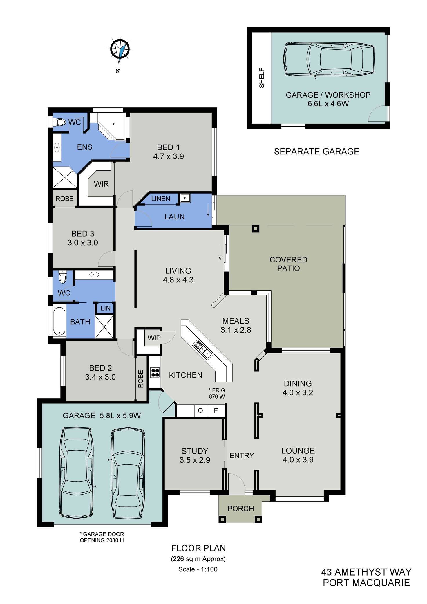 Floorplan of Homely house listing, 43 Amethyst Way, Port Macquarie NSW 2444