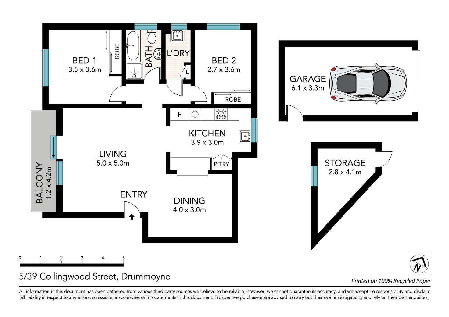 Floorplan of Homely apartment listing, 5/39-41 Collingwood Street, Drummoyne NSW 2047