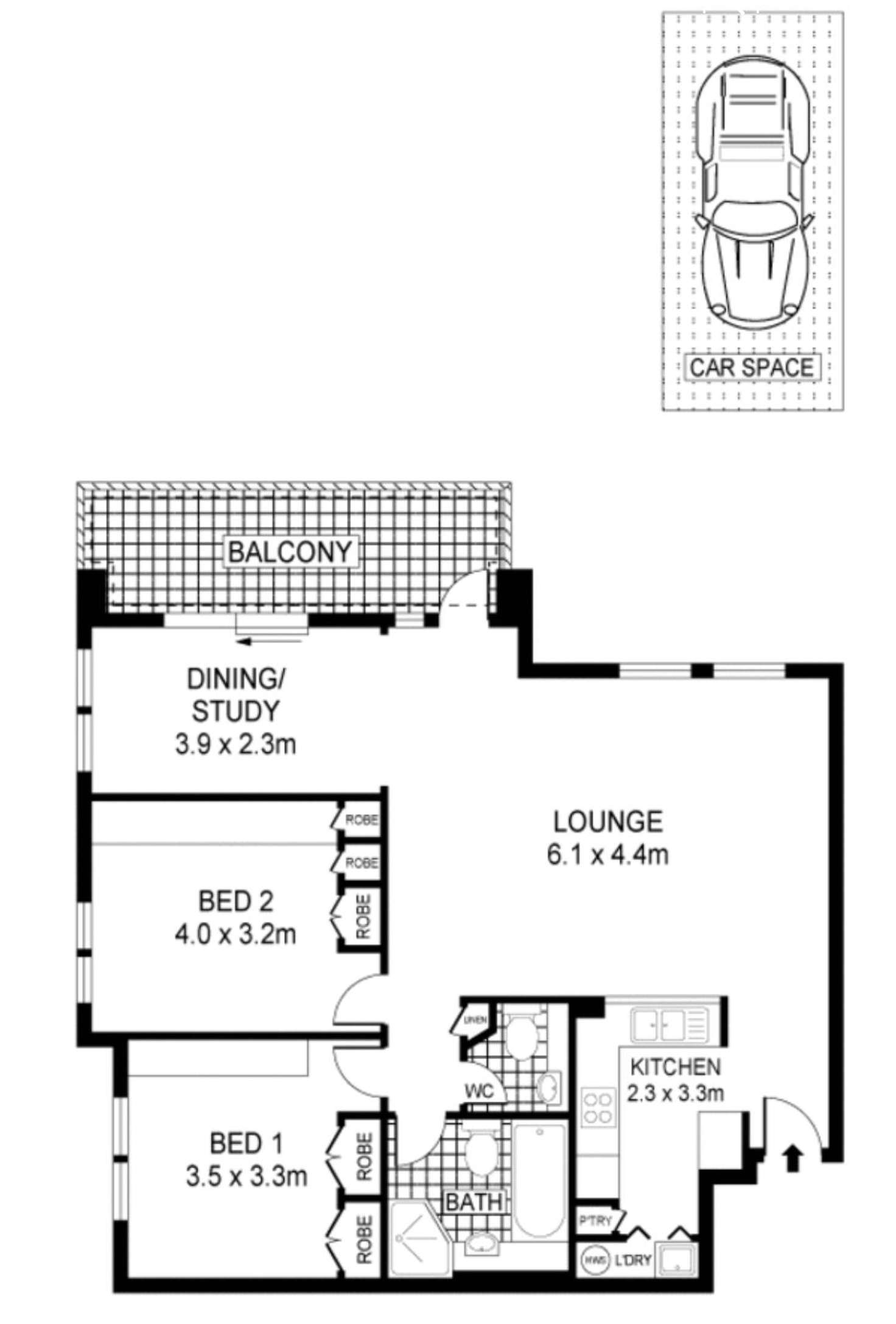 Floorplan of Homely apartment listing, 2502/343-357 Pitt Street, Sydney NSW 2000