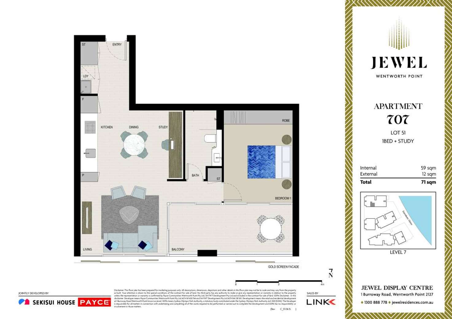Floorplan of Homely apartment listing, A707/1 Burroway Road, Wentworth Point NSW 2127
