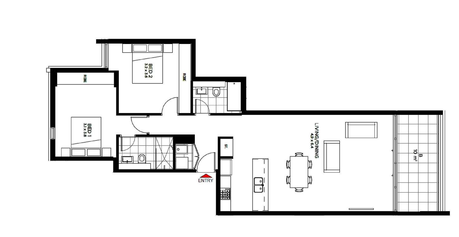 Floorplan of Homely unit listing, 419/99b Bonar Street, Wolli Creek NSW 2205
