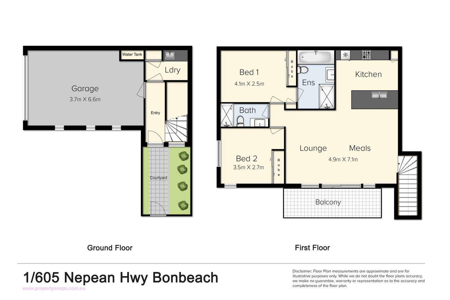 Floorplan of Homely townhouse listing, 1/605 Nepean Highway, Bonbeach VIC 3196