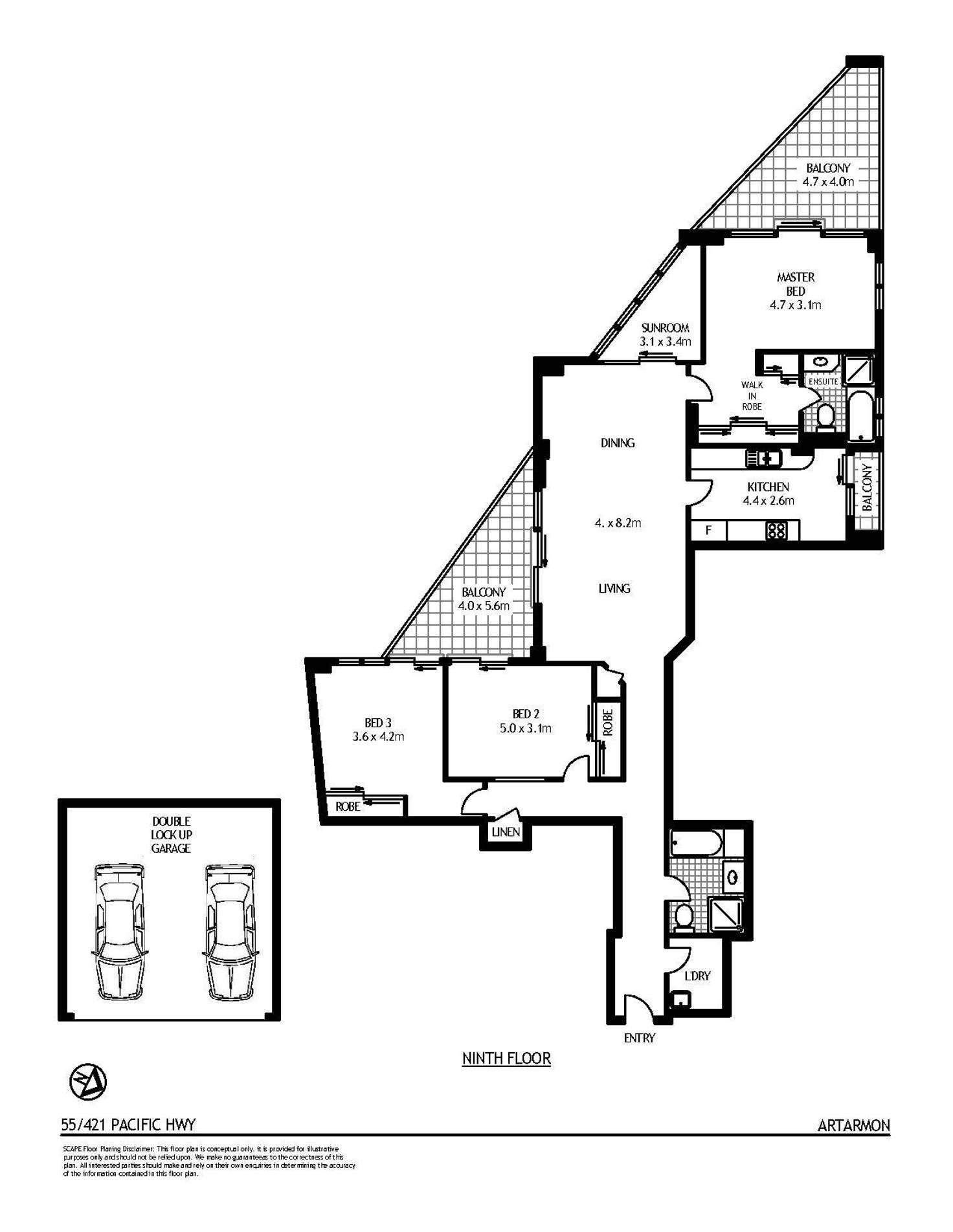 Floorplan of Homely apartment listing, 55/421 Pacific Highway, Artarmon NSW 2064
