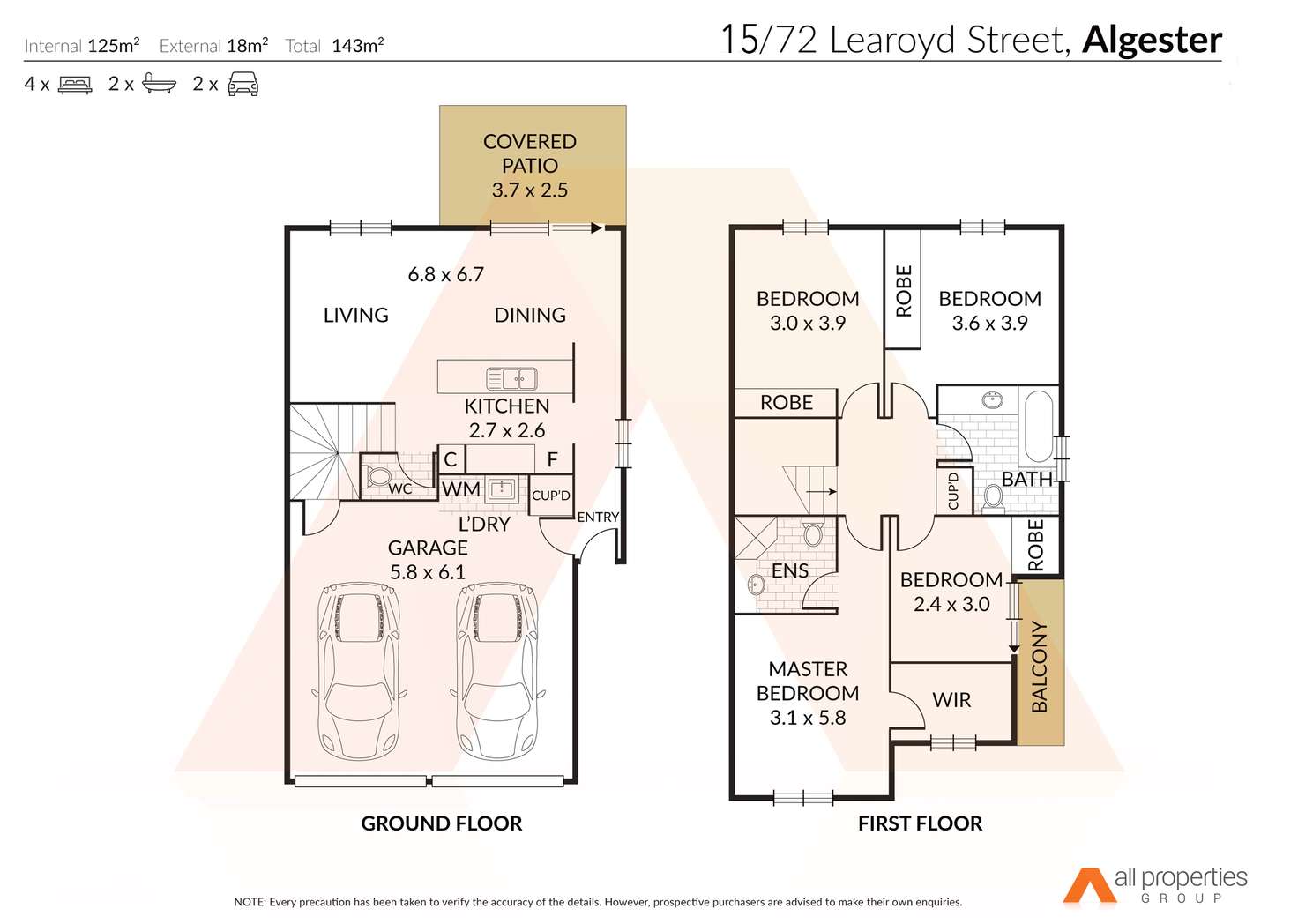 Floorplan of Homely townhouse listing, 15/72 Learoyd Road, Algester QLD 4115