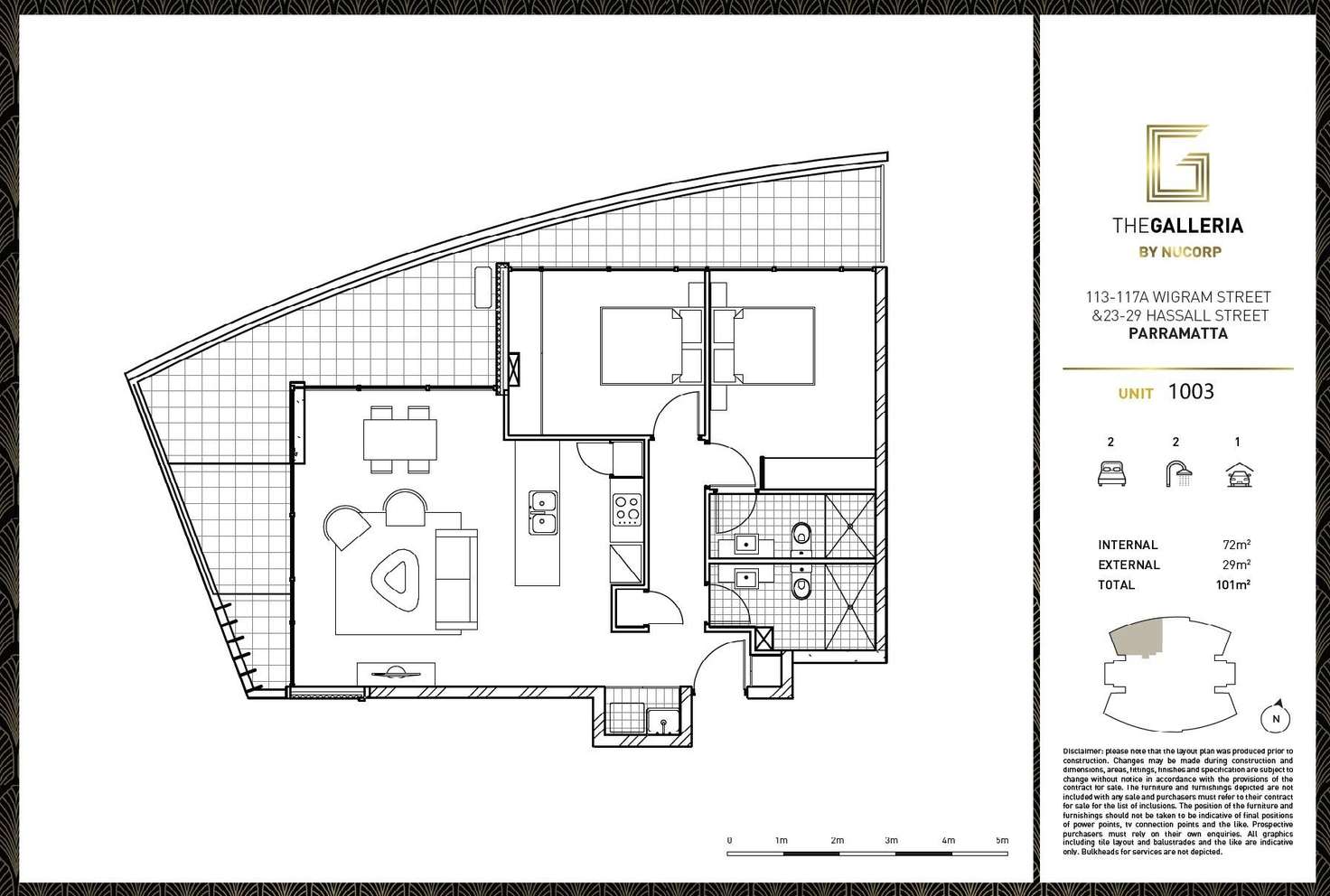 Floorplan of Homely apartment listing, 1003/23 Hassall Street, Parramatta NSW 2150