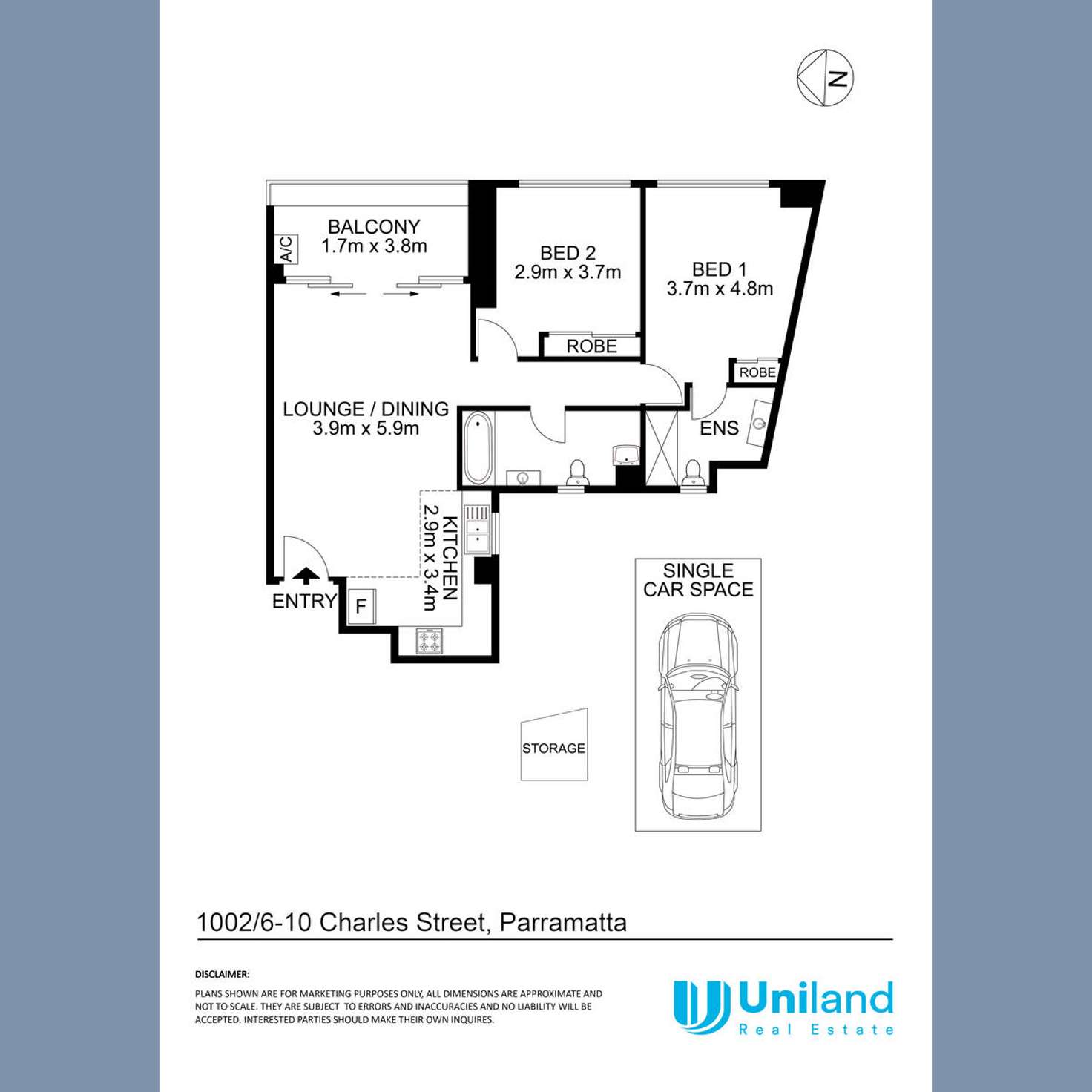 Floorplan of Homely apartment listing, 1002/6-10 Charles Street, Parramatta NSW 2150