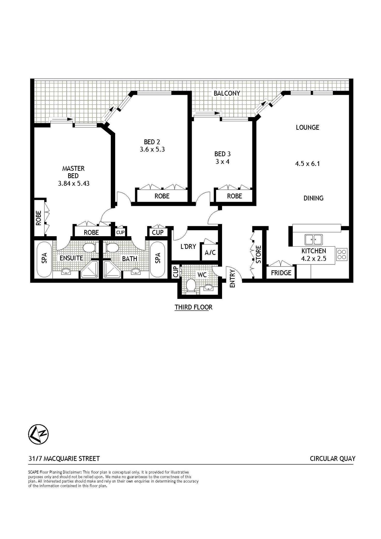 Floorplan of Homely apartment listing, 31/7 Macquarie Street, Sydney NSW 2000