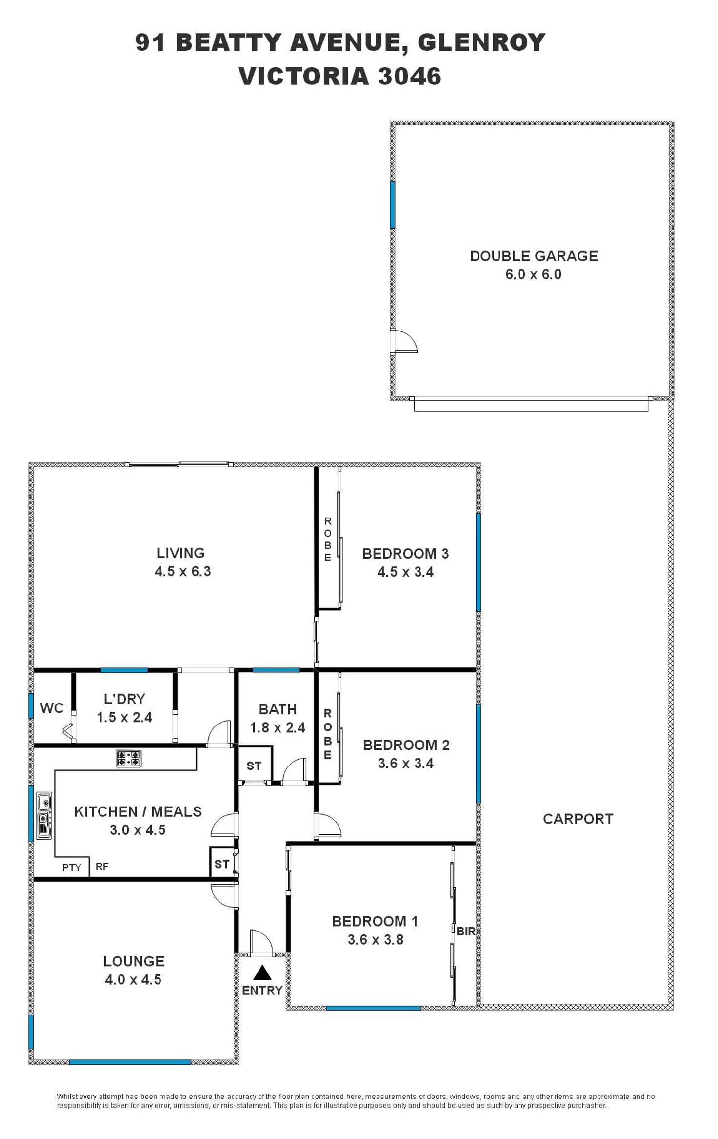Floorplan of Homely house listing, 91 Beatty Avenue, Glenroy VIC 3046