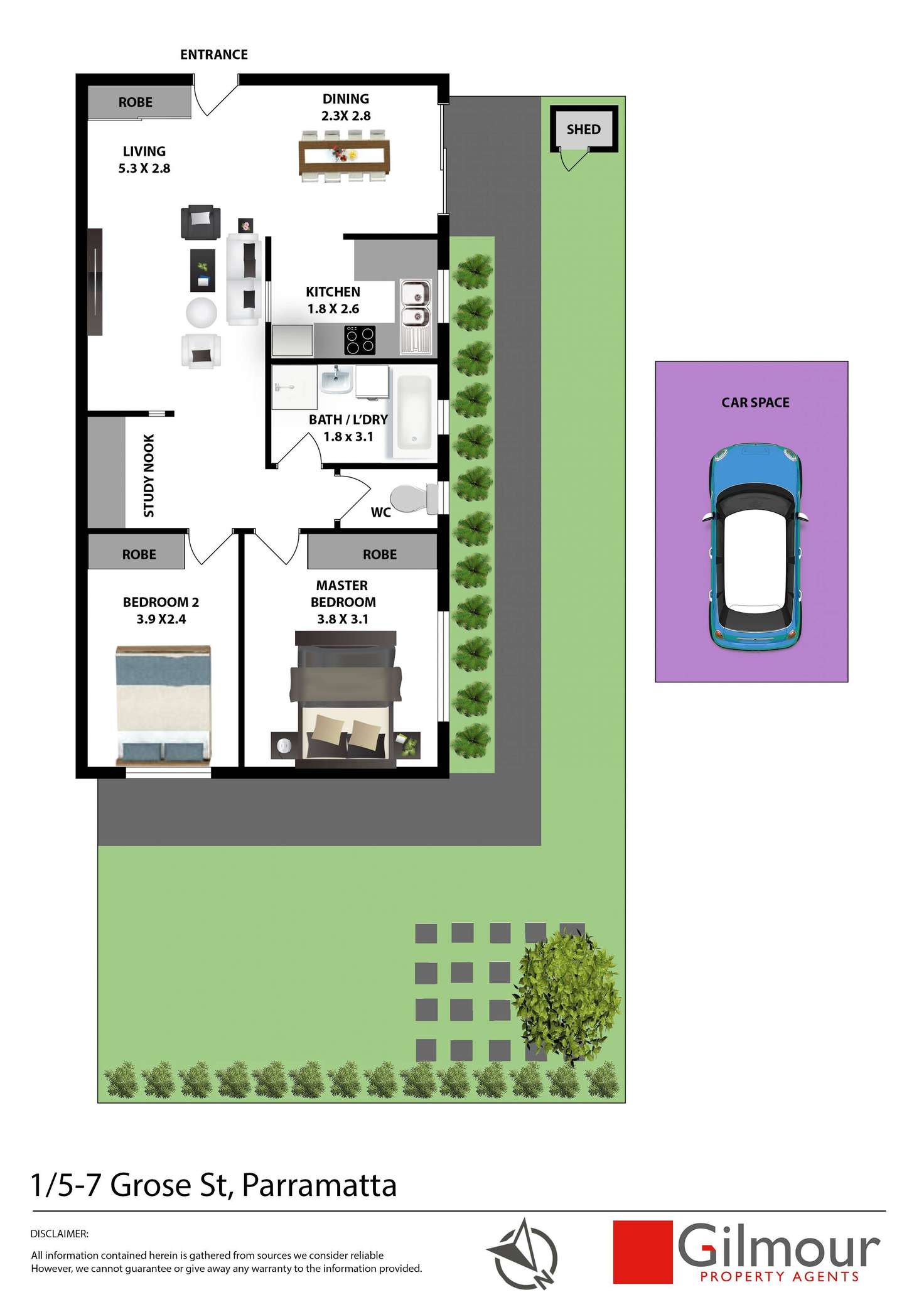 Floorplan of Homely apartment listing, 1/5-7 Grose Street, Parramatta NSW 2150