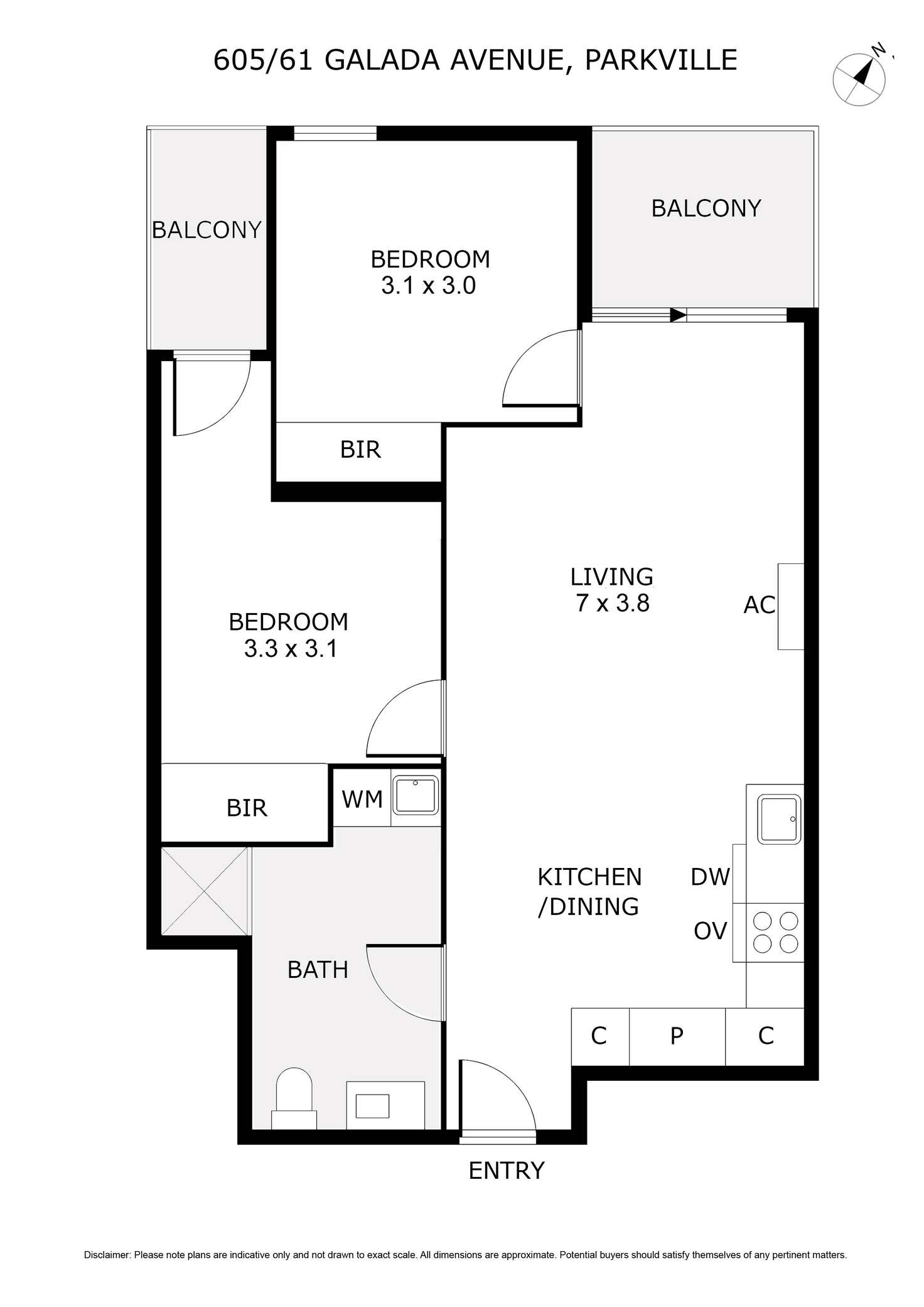 Floorplan of Homely apartment listing, 605/61 Galada Avenue, Parkville VIC 3052
