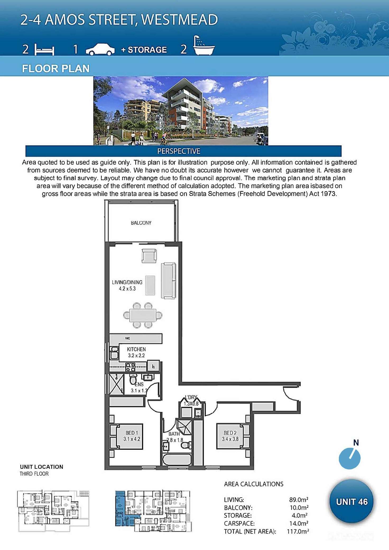 Floorplan of Homely apartment listing, 304/2-4 Amos Street, Parramatta NSW 2150