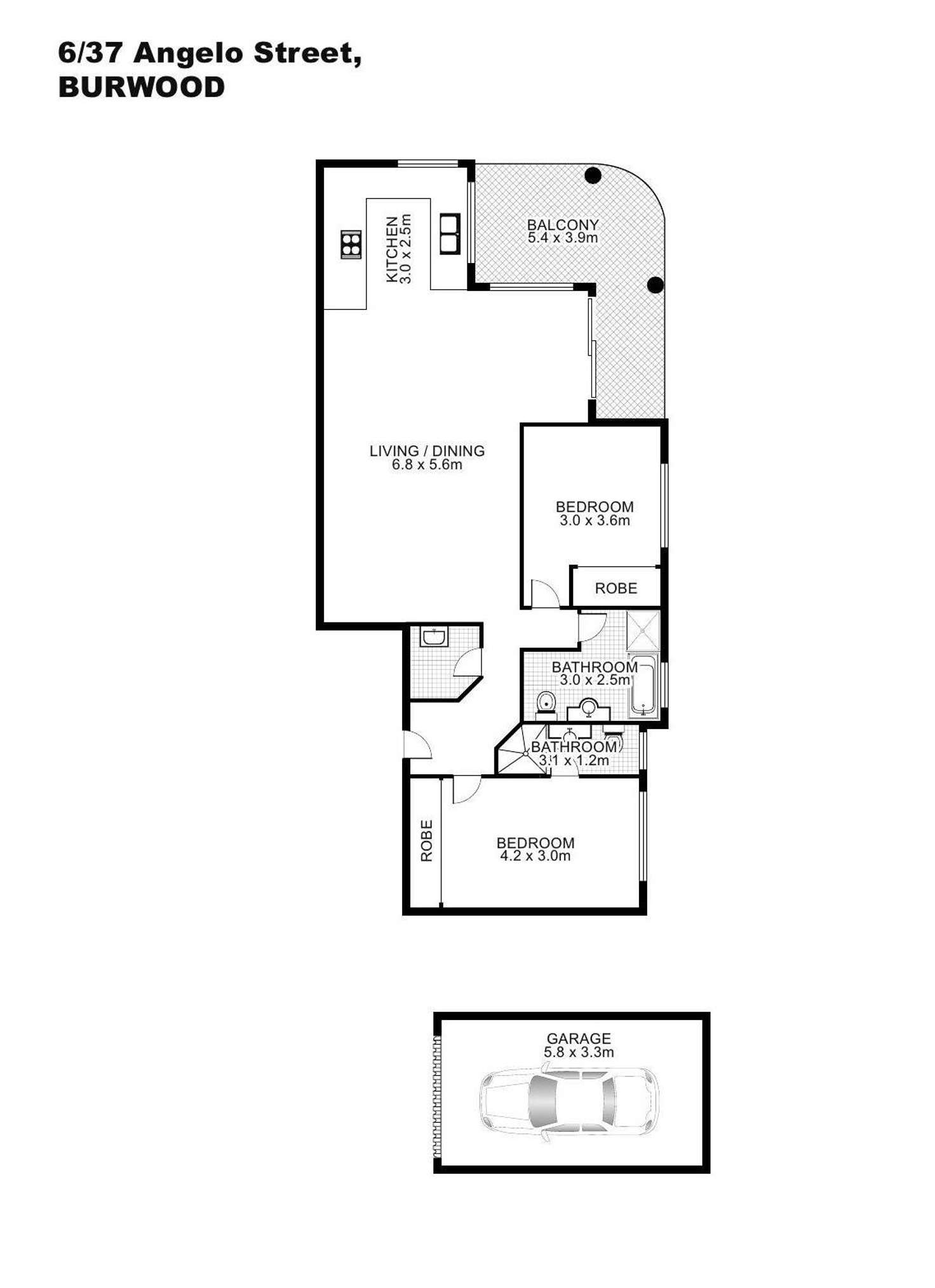 Floorplan of Homely unit listing, 6/37 Angelo Street, Burwood NSW 2134