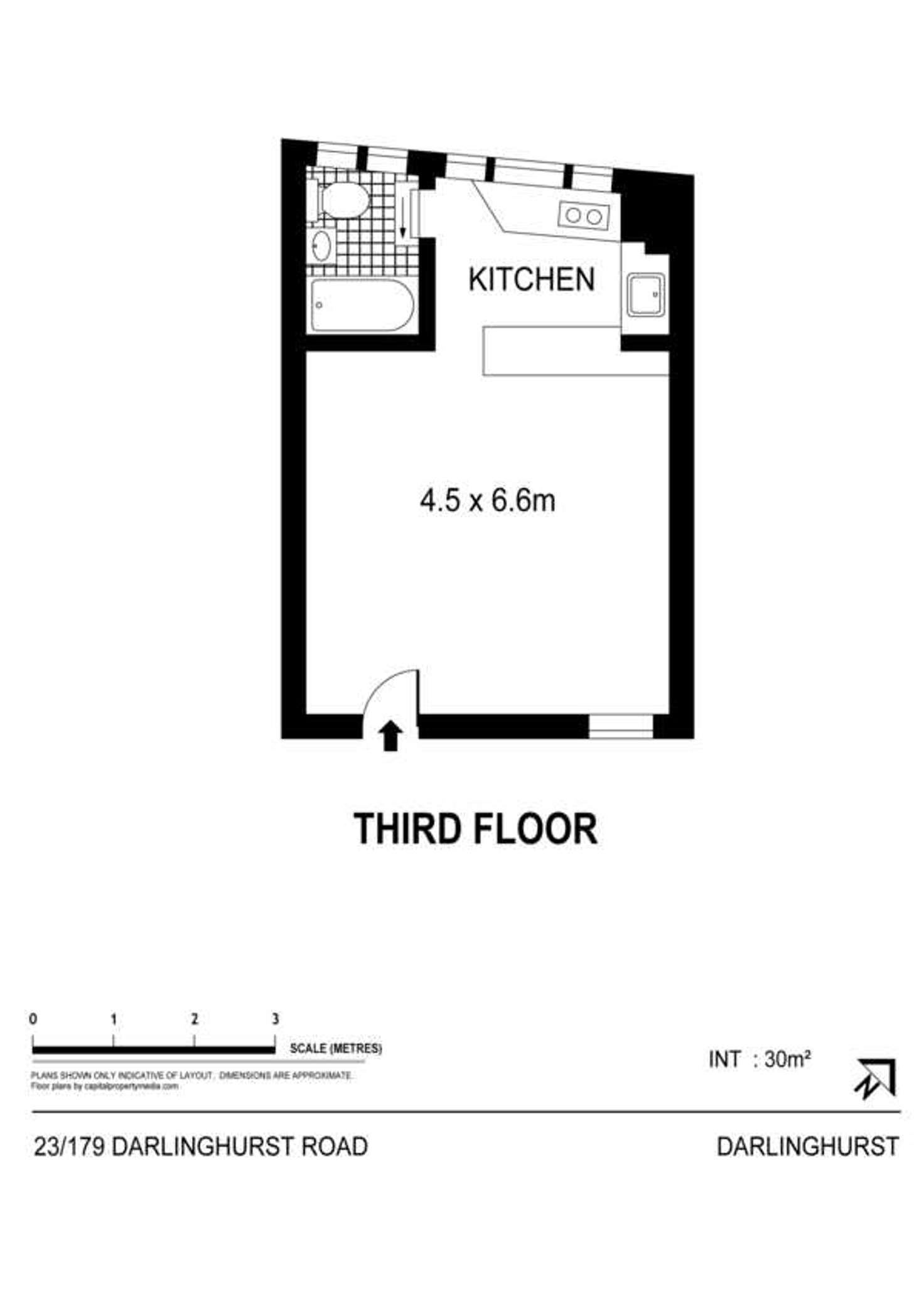 Floorplan of Homely studio listing, 13/179 Darlinghurst Road, Darlinghurst NSW 2010