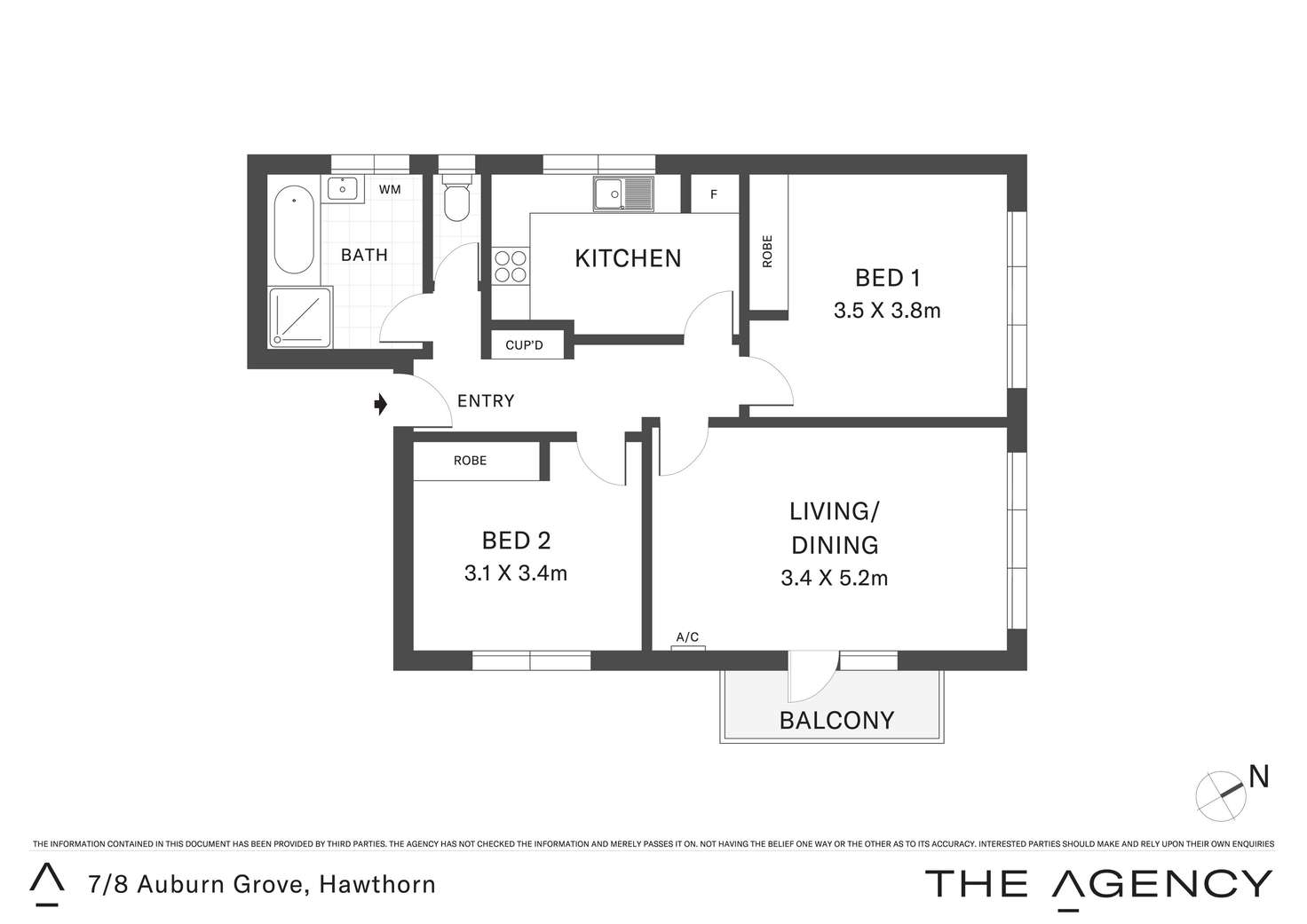 Floorplan of Homely unit listing, 7/8 Auburn Grove, Hawthorn East VIC 3123