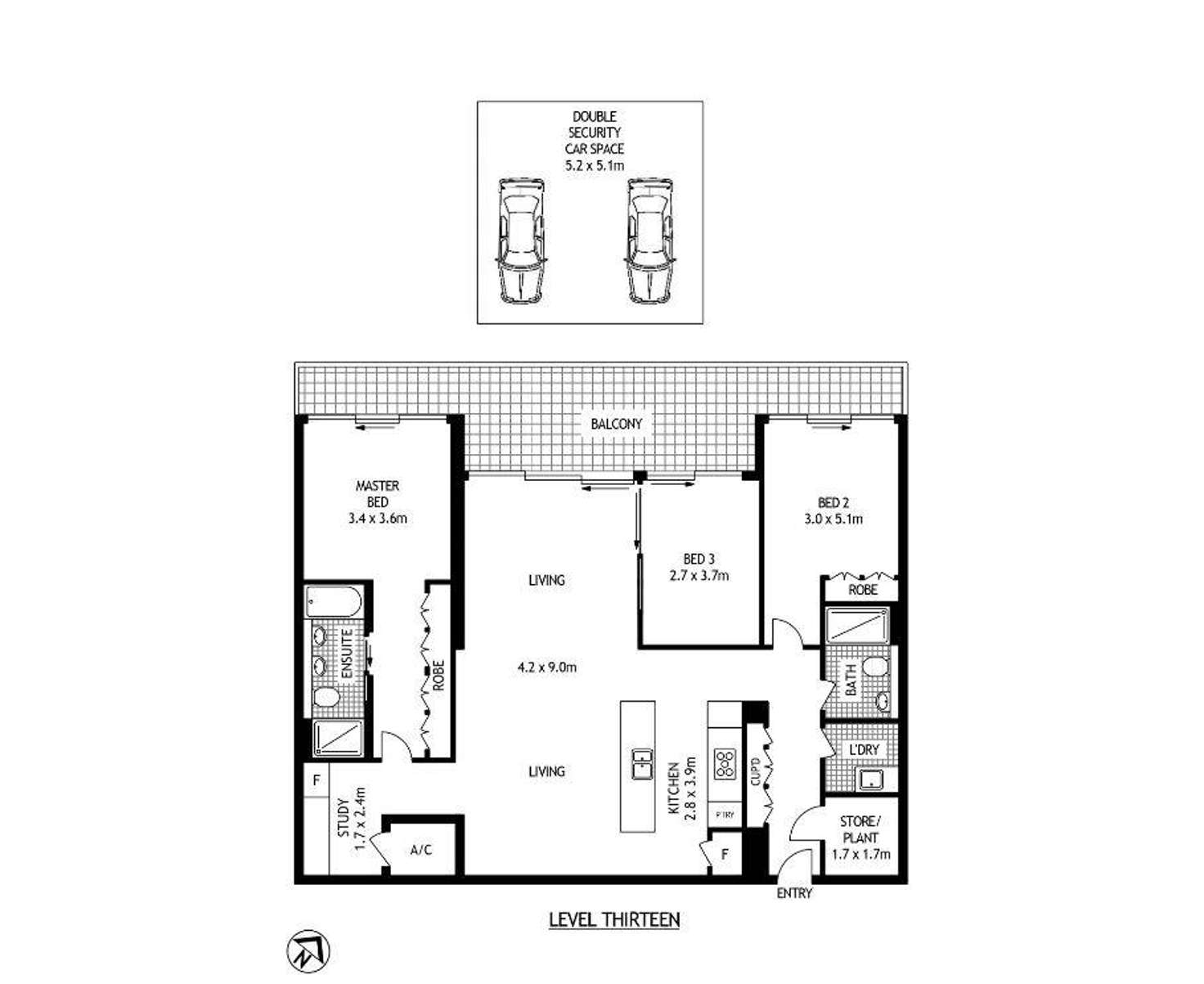 Floorplan of Homely apartment listing, 1305/23 Shelley Street, Sydney NSW 2000