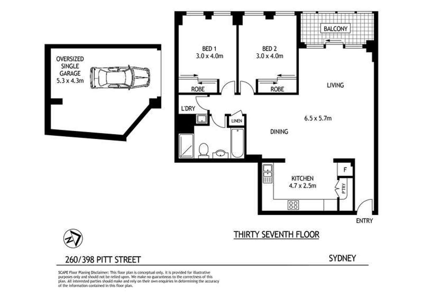 Floorplan of Homely apartment listing, 260/398 Pitt Street Street, Sydney NSW 2000