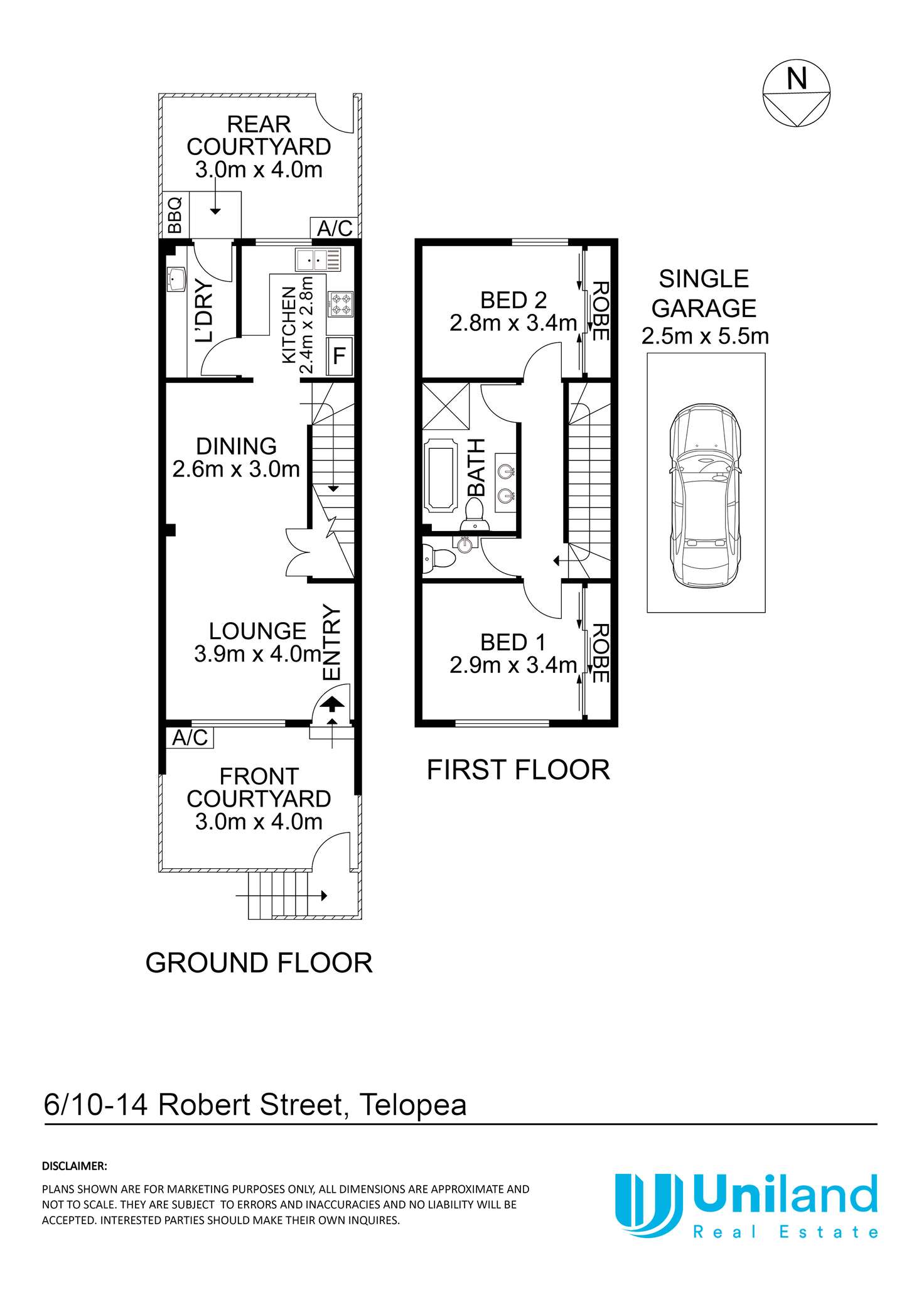 Floorplan of Homely townhouse listing, 6/10-14 Robert Street, Telopea NSW 2117