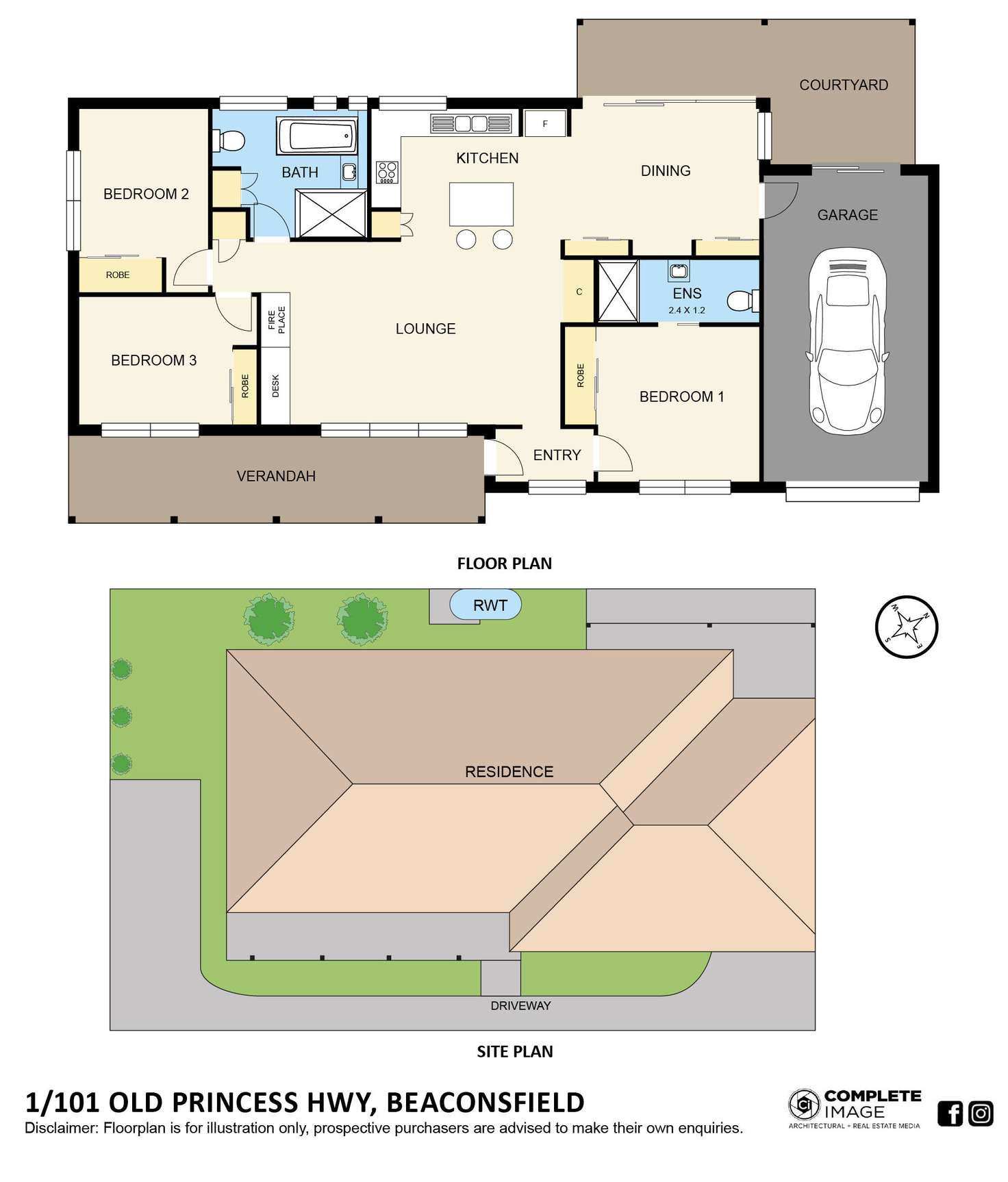 Floorplan of Homely unit listing, 1/101 Old Princes Highway, Beaconsfield VIC 3807