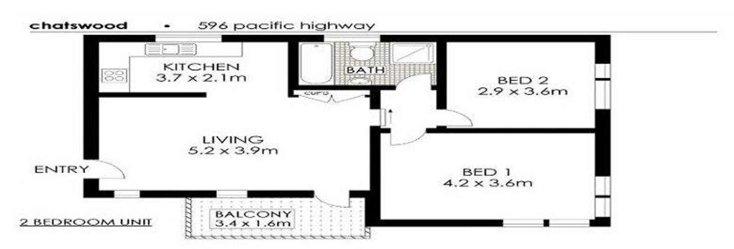 Floorplan of Homely apartment listing, 1/596 Pacific Highway, Chatswood NSW 2067