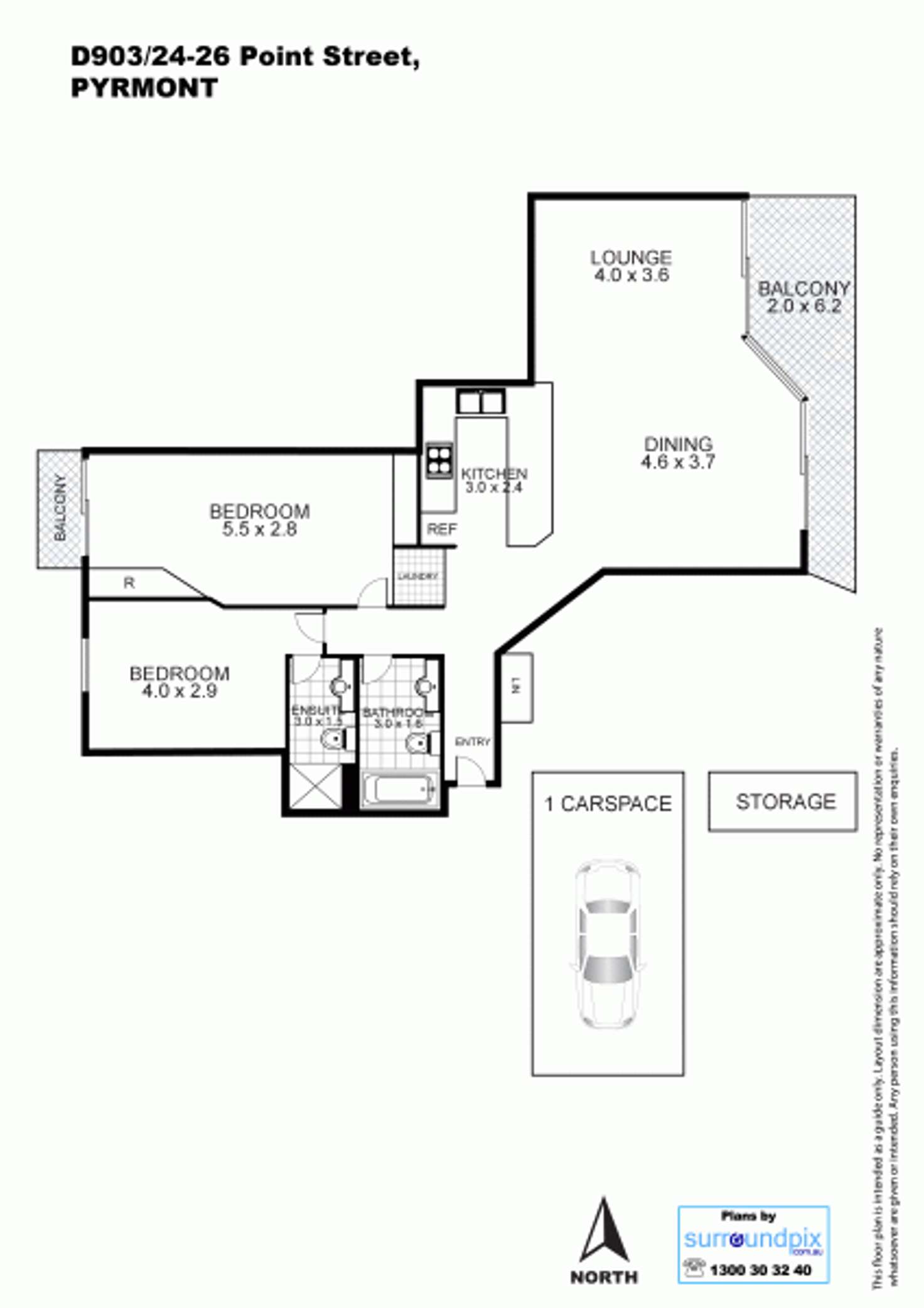 Floorplan of Homely apartment listing, D903/24-26 Point Street, Pyrmont NSW 2009