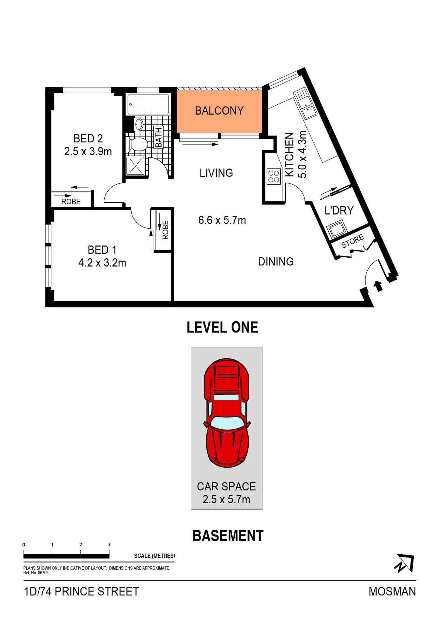 Floorplan of Homely apartment listing, 1D/74 Prince Street, Mosman NSW 2088