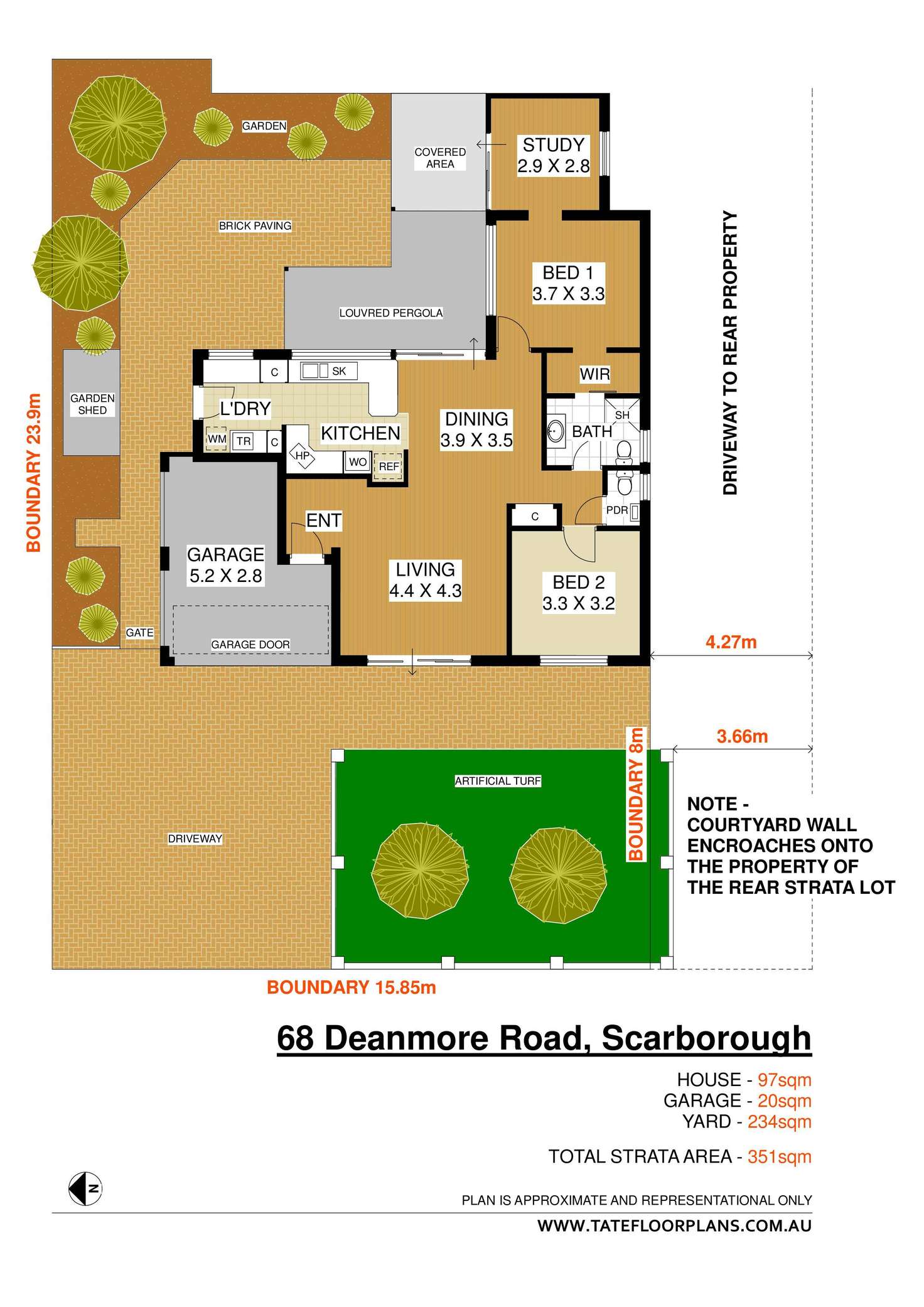 Floorplan of Homely semiDetached listing, 68 Deanmore Road, Scarborough WA 6019