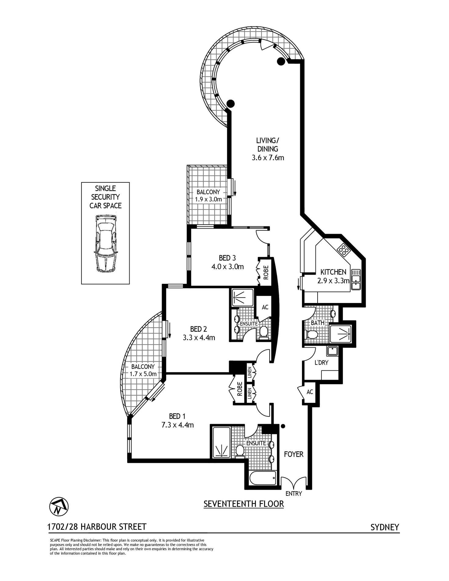 Floorplan of Homely apartment listing, 1702/28 Harbour Street, Sydney NSW 2000