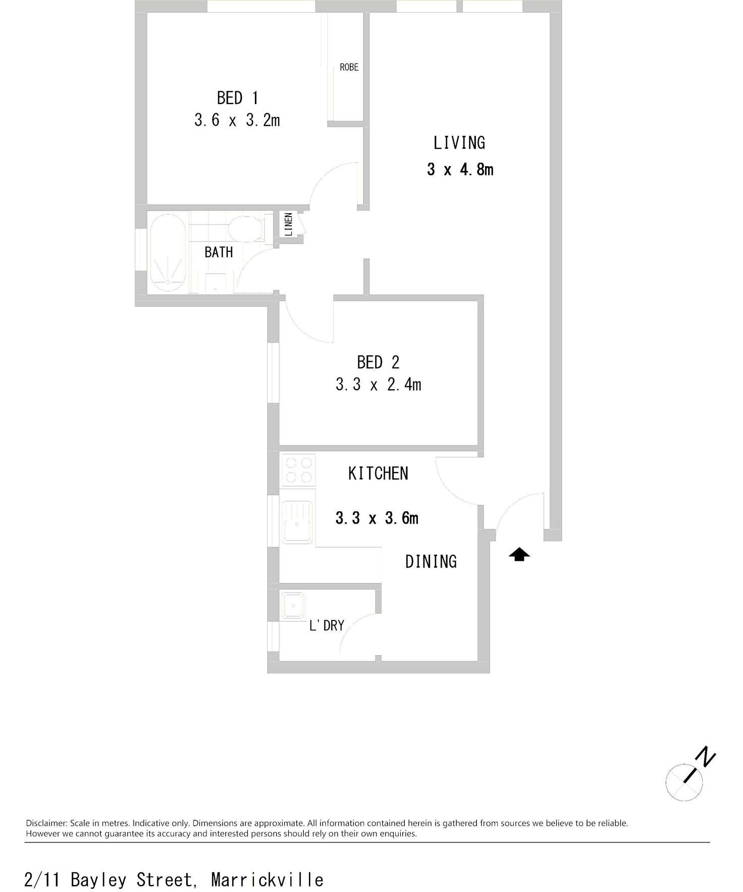Floorplan of Homely apartment listing, 2/11 Bayley Street, Marrickville NSW 2204