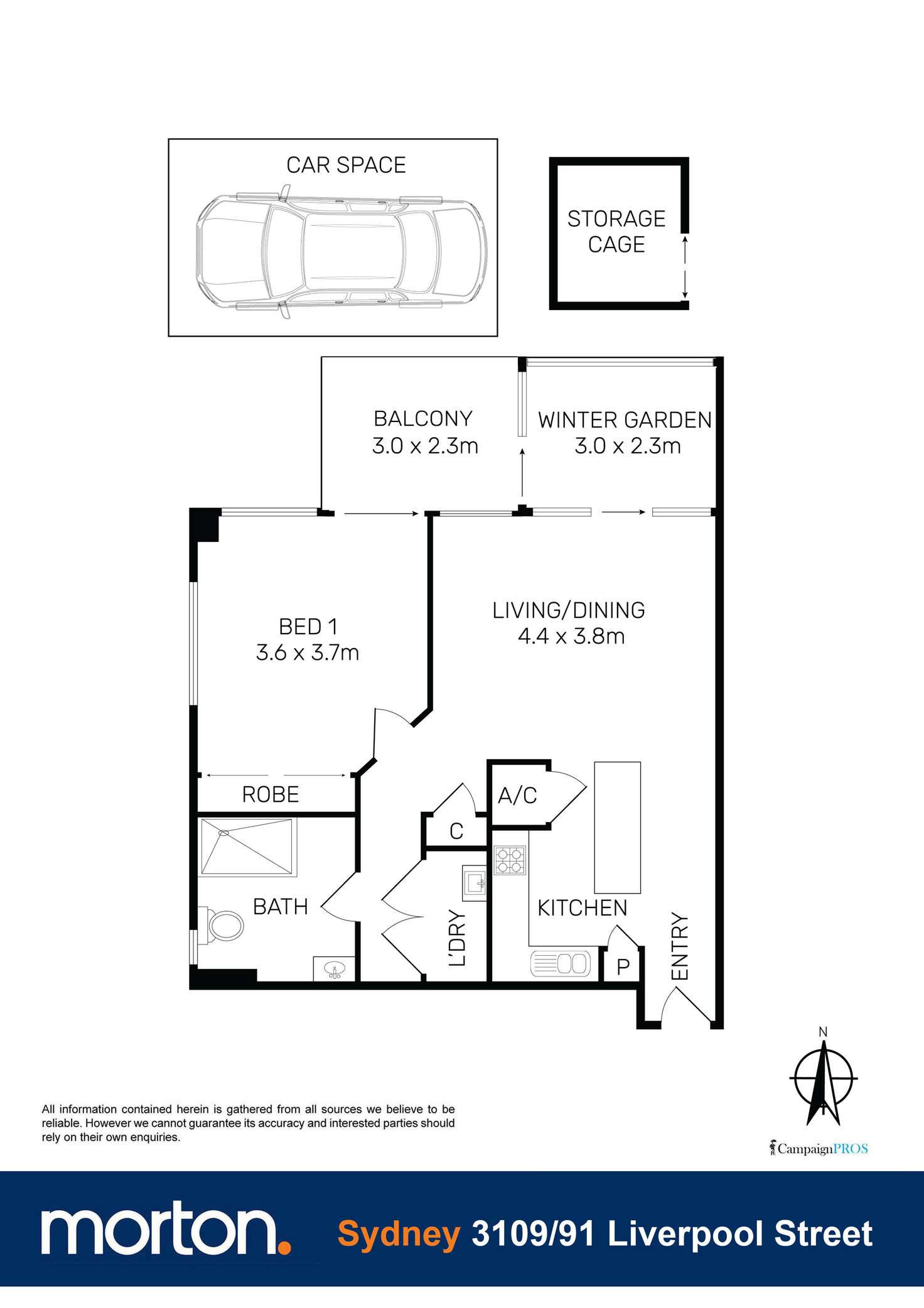 Floorplan of Homely apartment listing, 3109/91 Liverpool Street, Sydney NSW 2000