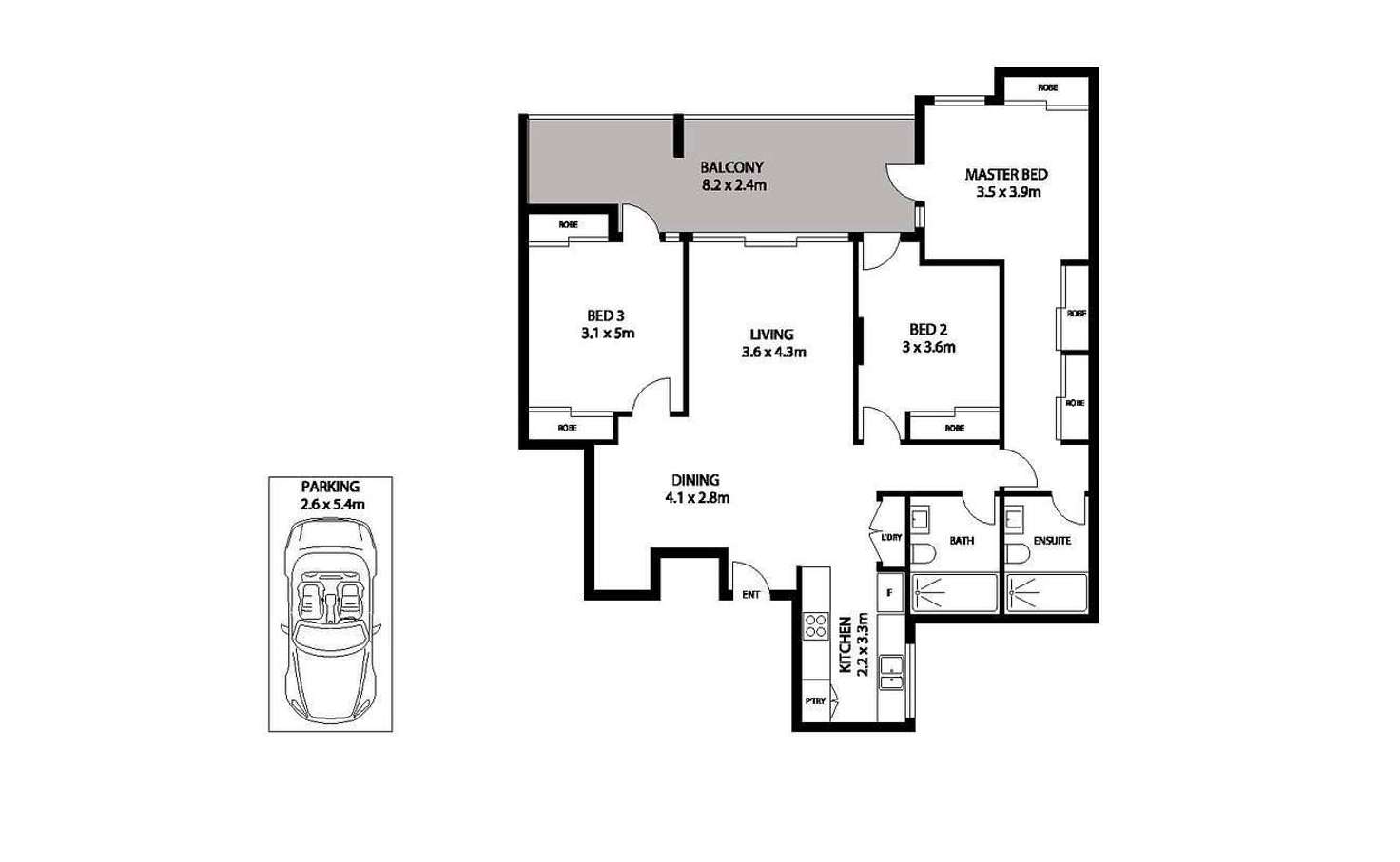 Floorplan of Homely unit listing, 905/277 Mann Street, Gosford NSW 2250