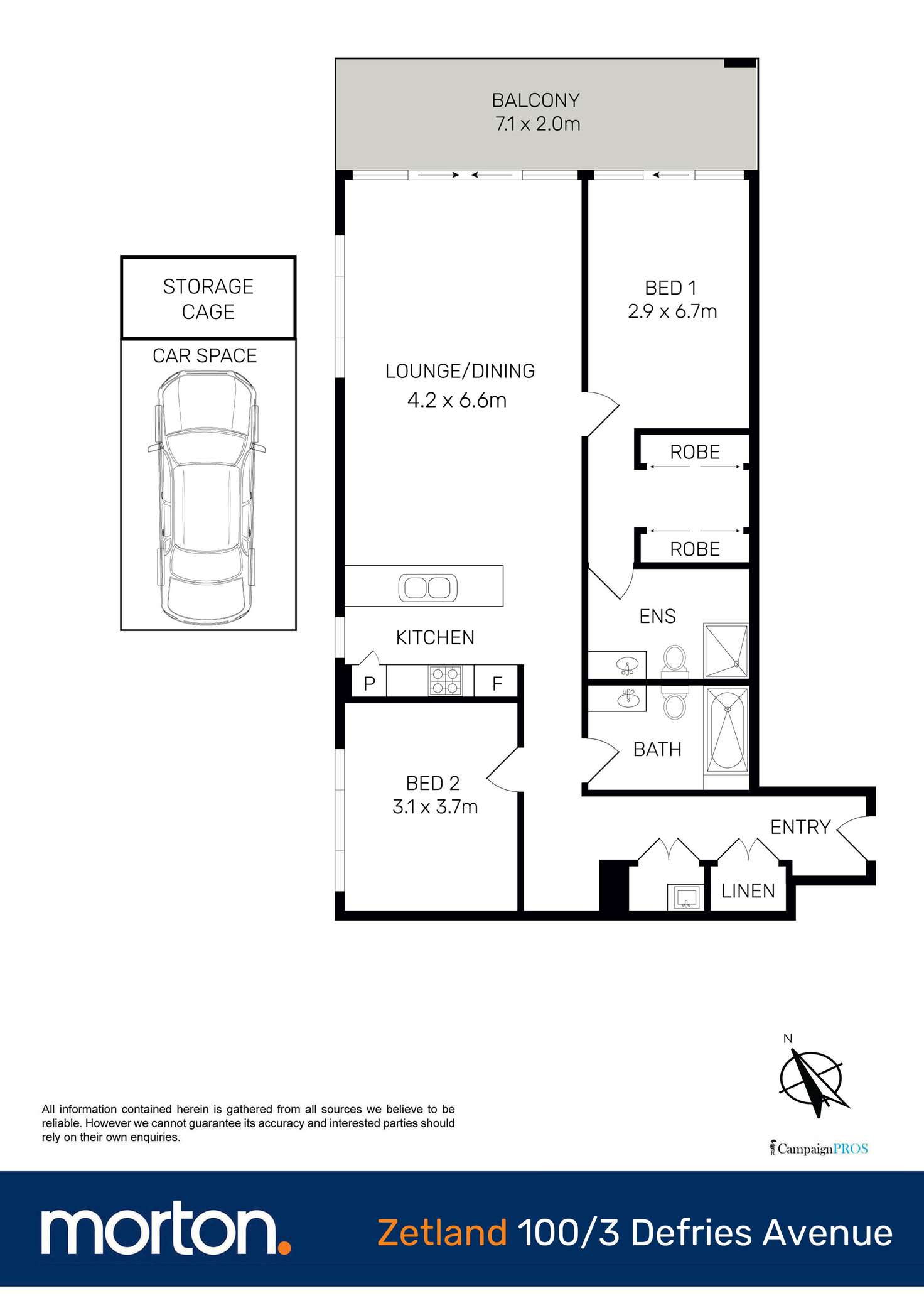 Floorplan of Homely apartment listing, 100/3 Defries Avenue, Zetland NSW 2017